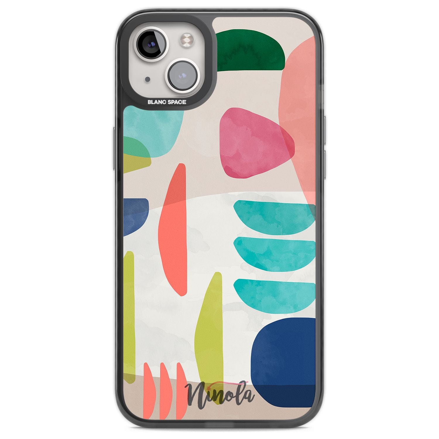 Organic Bold Shapes Phone Case iPhone 14 Plus / Black Impact Case Blanc Space