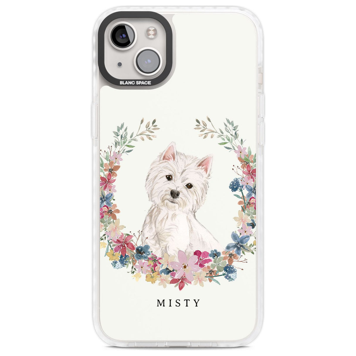 Personalised Westie Watercolour Dog Portrait Custom Phone Case iPhone 14 Plus / Impact Case Blanc Space