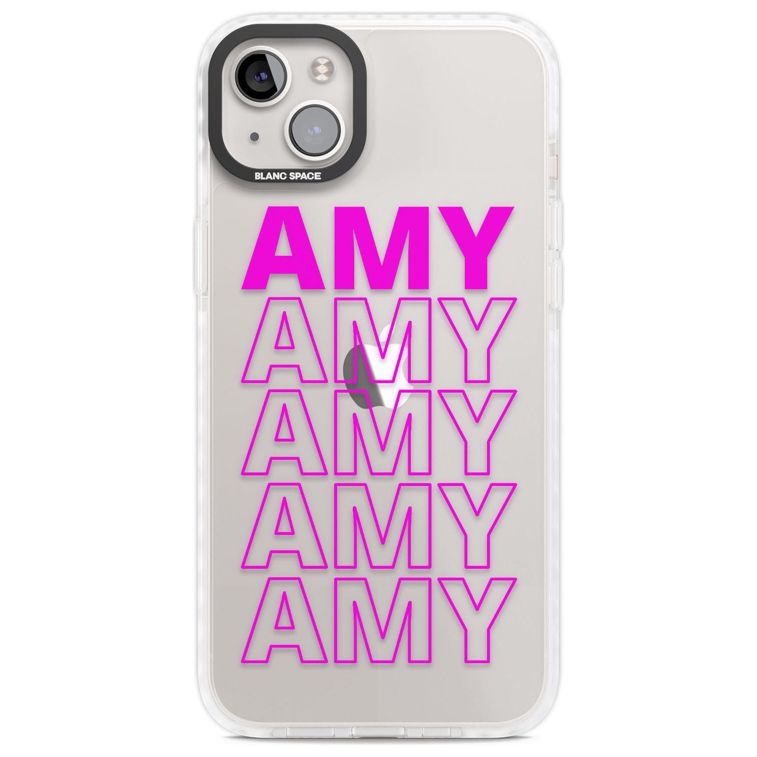 Personalised Clear Text 5D Custom Phone Case iPhone 14 Plus / Impact Case Blanc Space