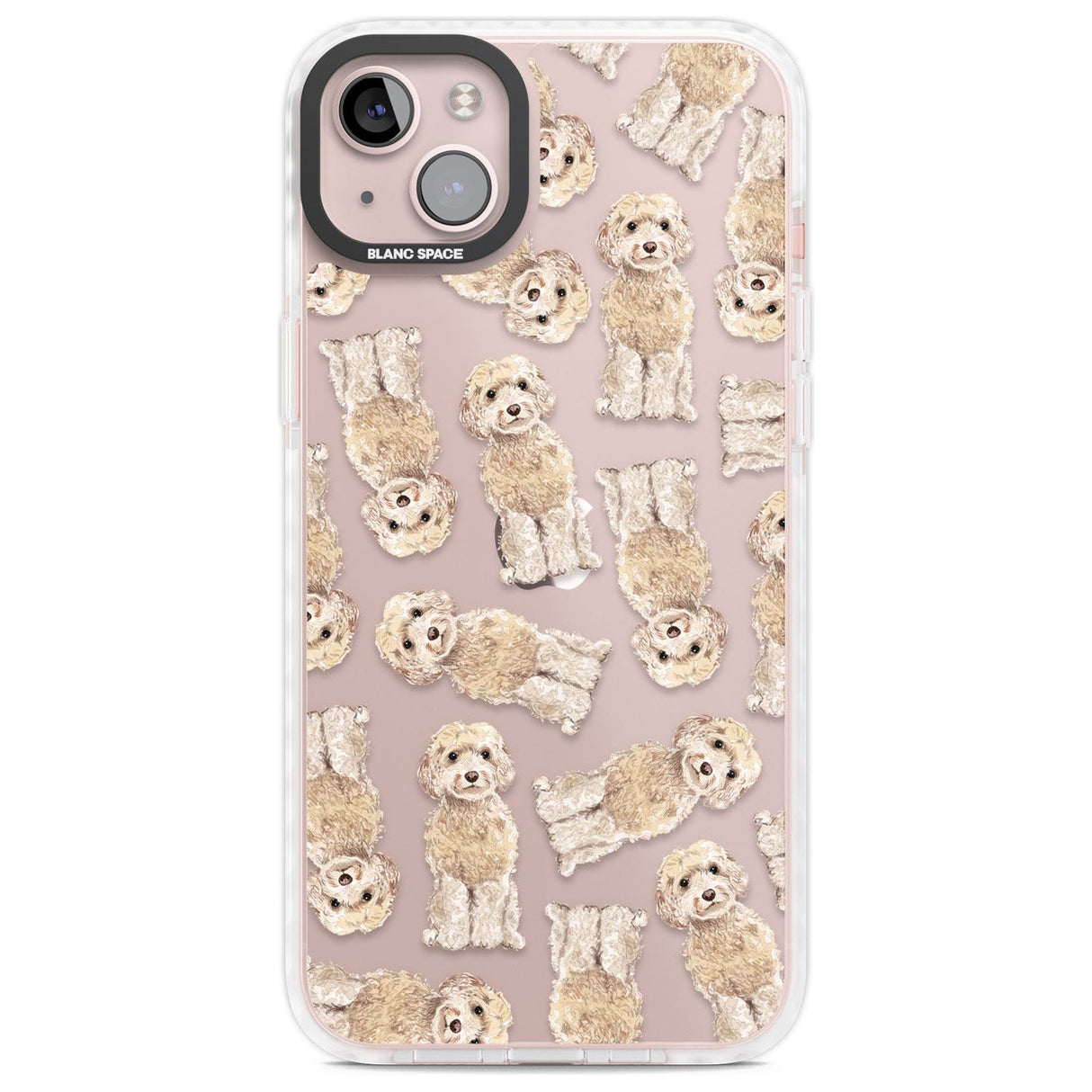 Cockapoo (Champagne) Watercolour Dog Pattern Phone Case iPhone 14 Plus / Impact Case Blanc Space