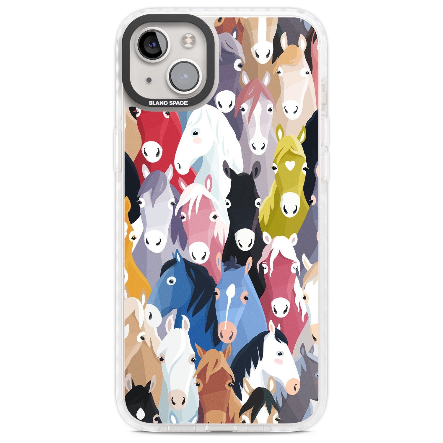 Colourful Horse Pattern Phone Case iPhone 14 Plus / Impact Case Blanc Space