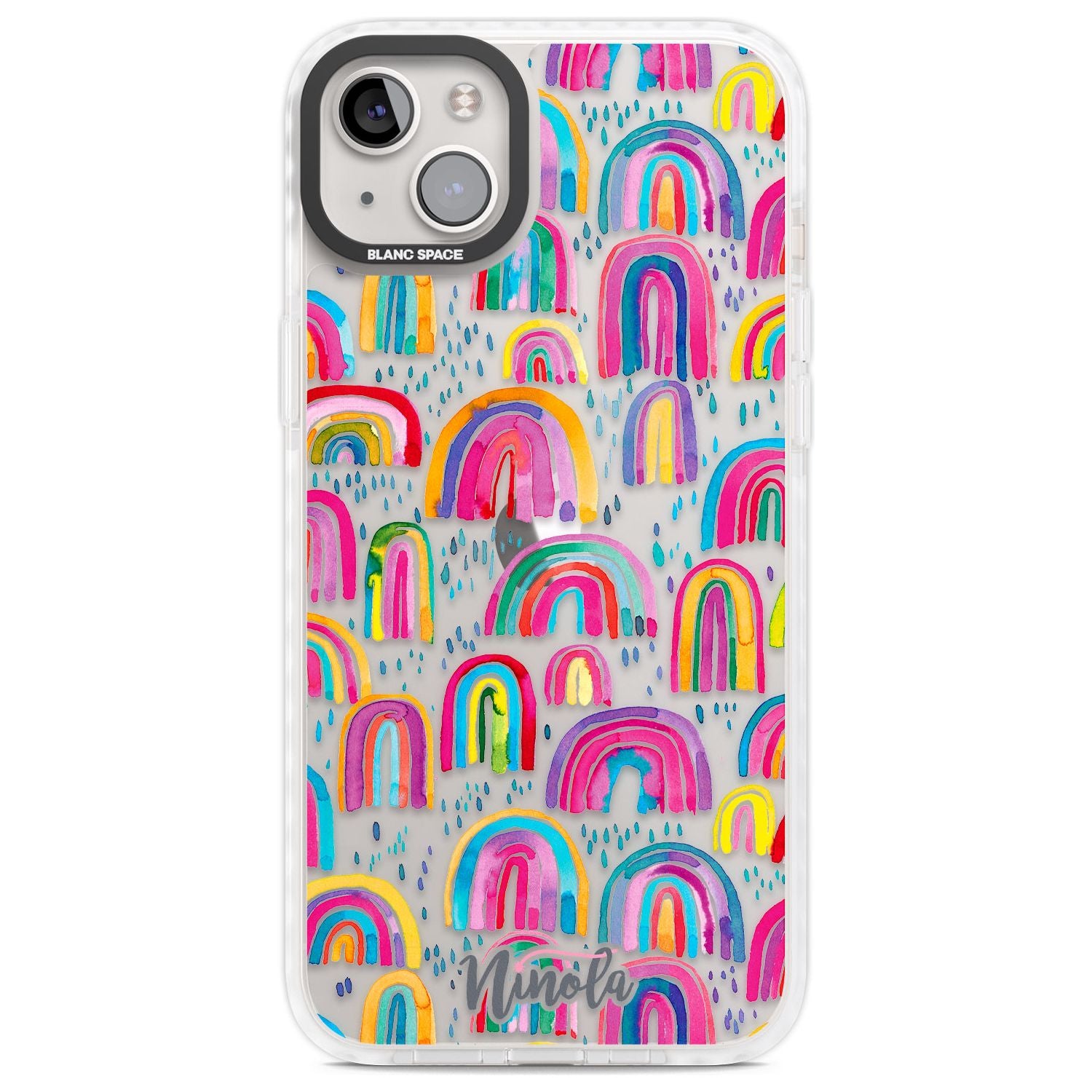 Cute Watercolor Rainbows Phone Case iPhone 14 Plus / Impact Case Blanc Space