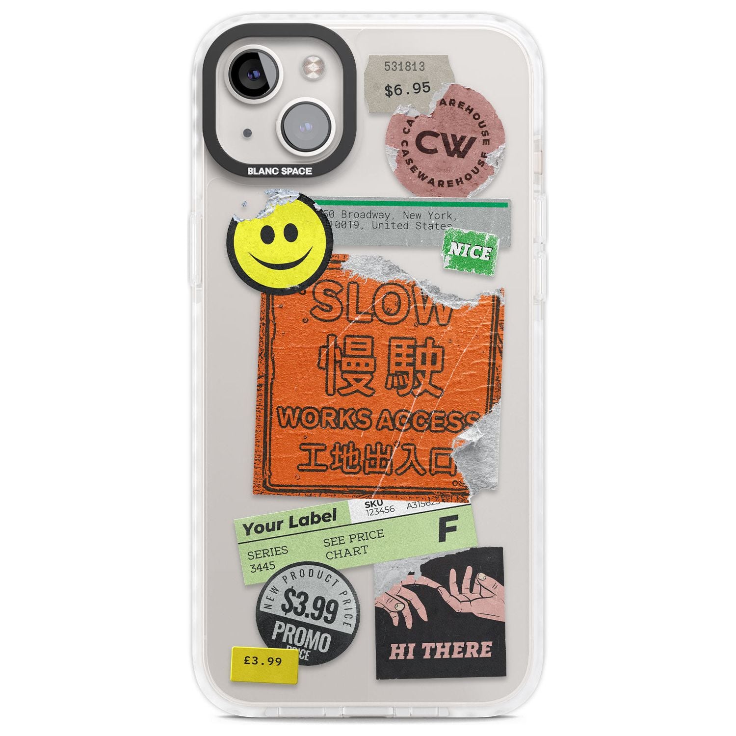 Kanji Signs Sticker Mix Phone Case iPhone 14 Plus / Impact Case Blanc Space