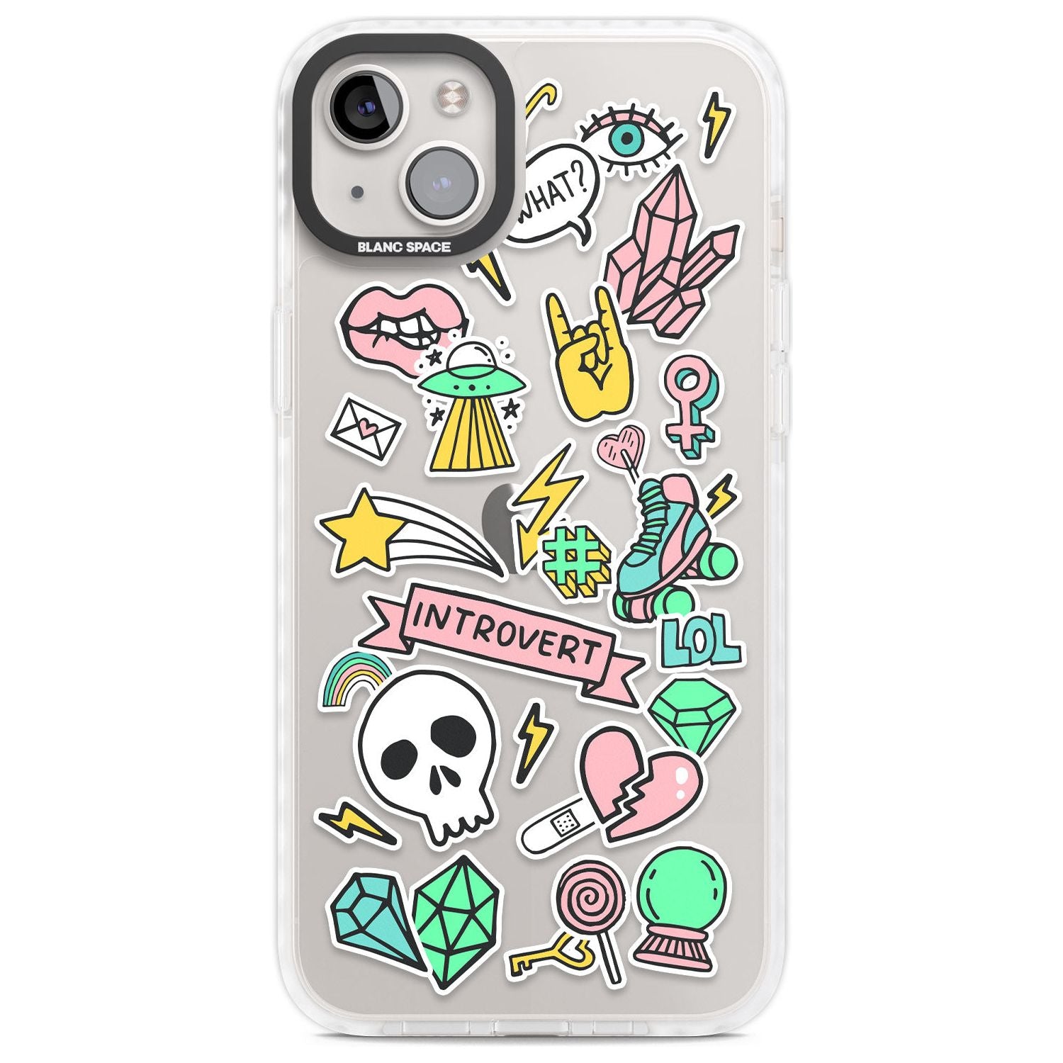 Introvert Sticker Phone Case iPhone 14 Plus / Impact Case Blanc Space