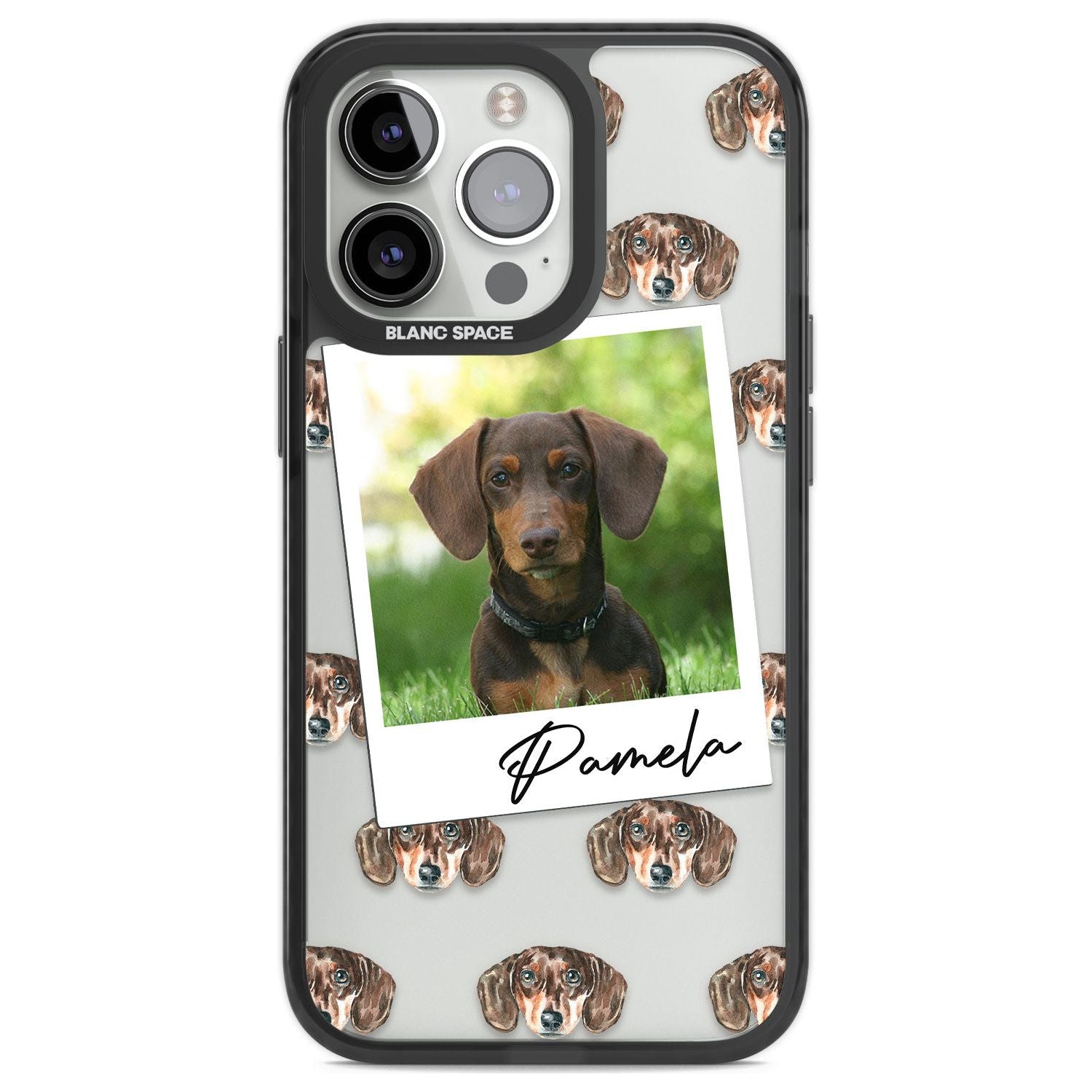 Personalised Dachshund, Brown - Dog Photo Custom Phone Case iPhone 13 Pro / Black Impact Case,iPhone 14 Pro / Black Impact Case,iPhone 15 Pro Max / Black Impact Case,iPhone 15 Pro / Black Impact Case Blanc Space