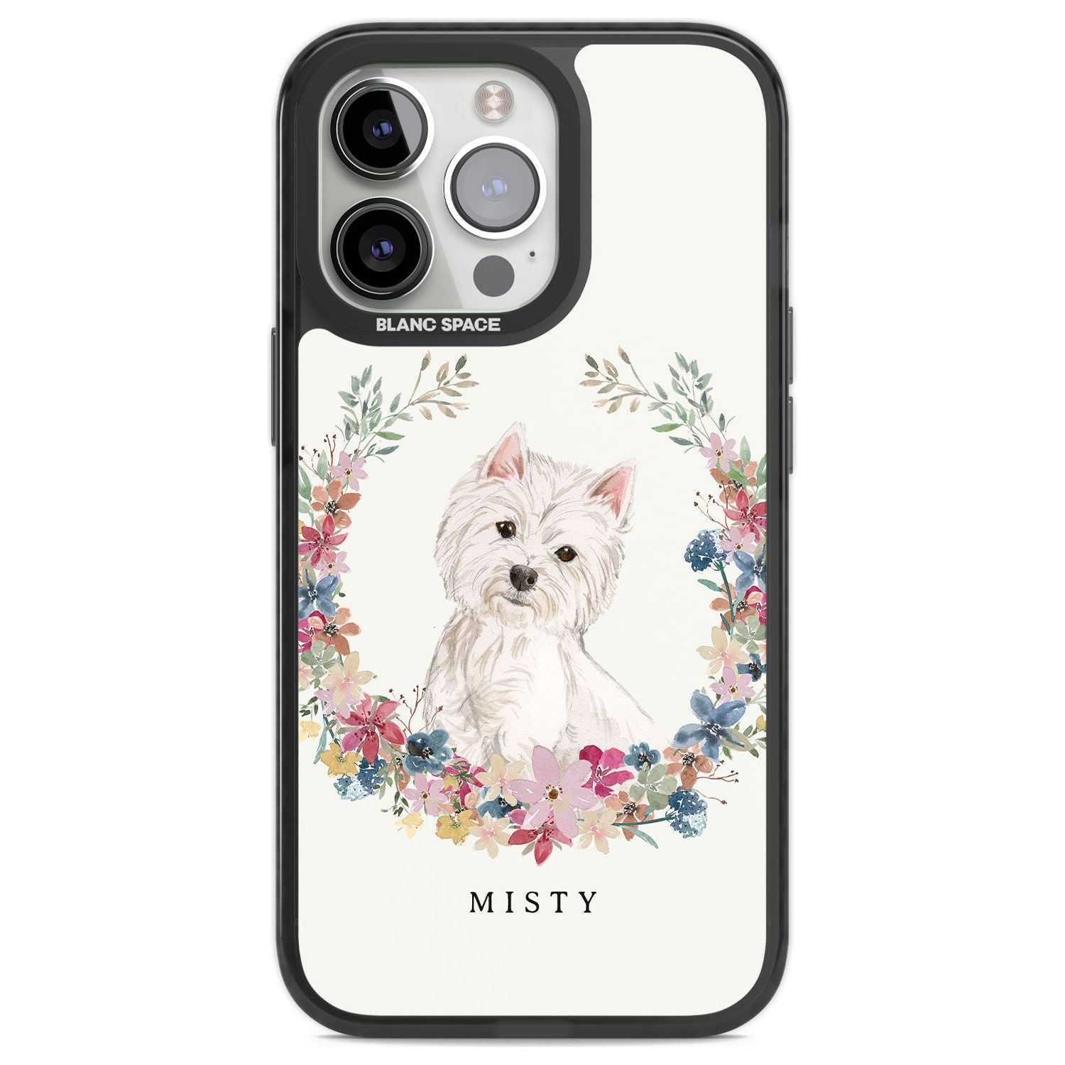 Personalised Westie Watercolour Dog Portrait Custom Phone Case iPhone 13 Pro / Black Impact Case,iPhone 14 Pro / Black Impact Case,iPhone 15 Pro Max / Black Impact Case,iPhone 15 Pro / Black Impact Case Blanc Space