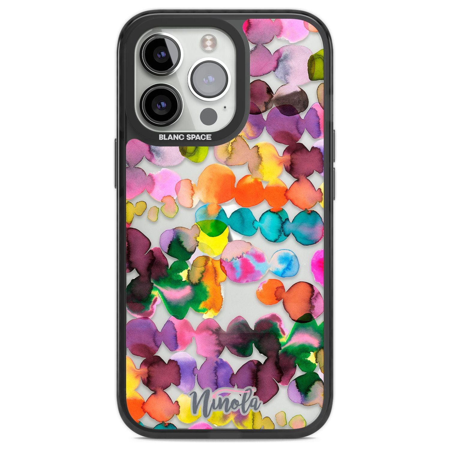 Ink Bleeding Dots Phone Case iPhone 13 Pro / Black Impact Case,iPhone 14 Pro / Black Impact Case,iPhone 15 Pro Max / Black Impact Case,iPhone 15 Pro / Black Impact Case Blanc Space