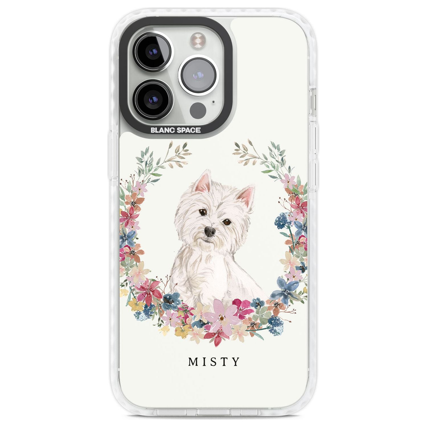 Personalised Westie Watercolour Dog Portrait Custom Phone Case iPhone 13 Pro / Impact Case,iPhone 14 Pro / Impact Case,iPhone 15 Pro Max / Impact Case,iPhone 15 Pro / Impact Case Blanc Space