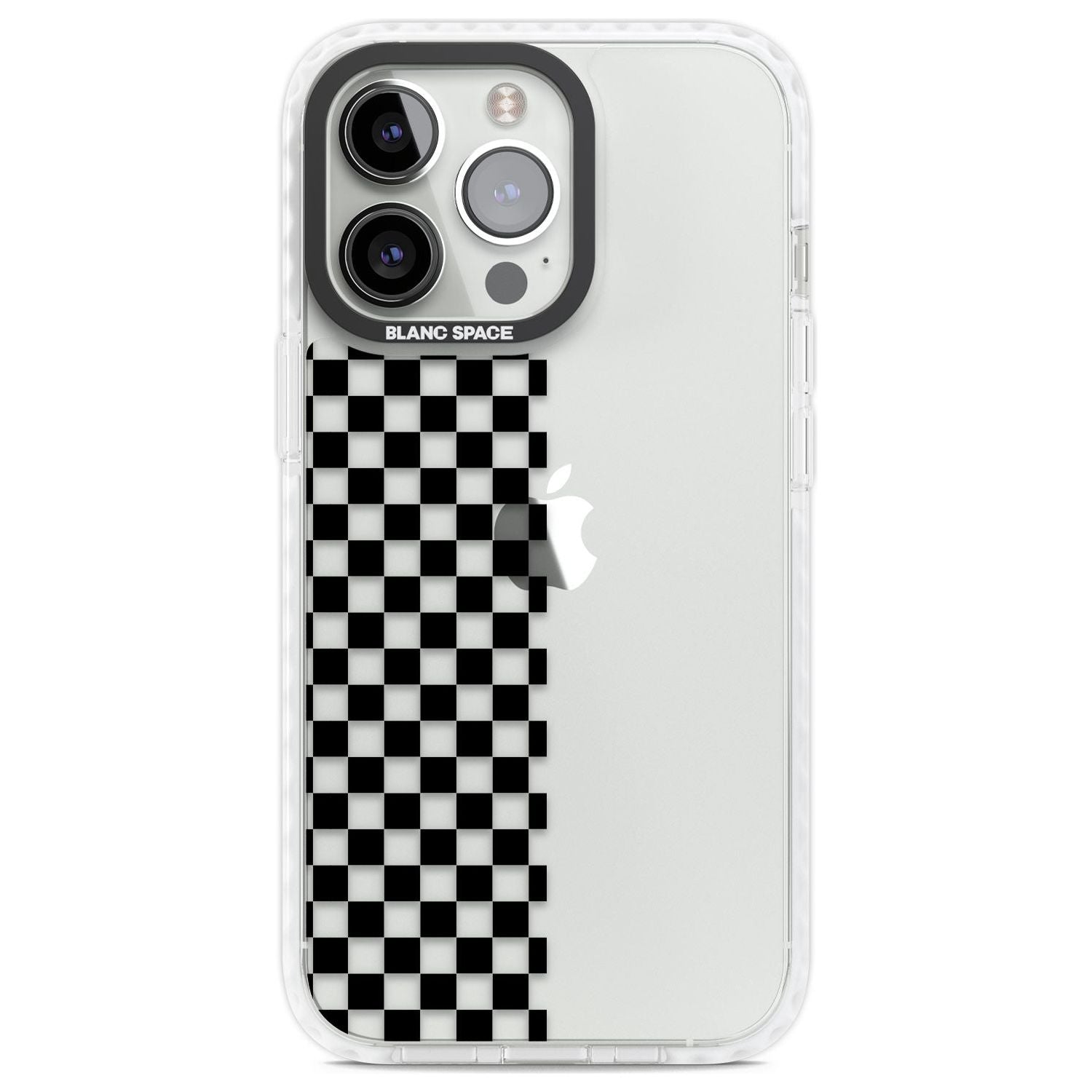 Checker: Half Black Check on Clear Phone Case iPhone 13 Pro / Impact Case,iPhone 14 Pro / Impact Case,iPhone 15 Pro / Impact Case,iPhone 15 Pro Max / Impact Case Blanc Space
