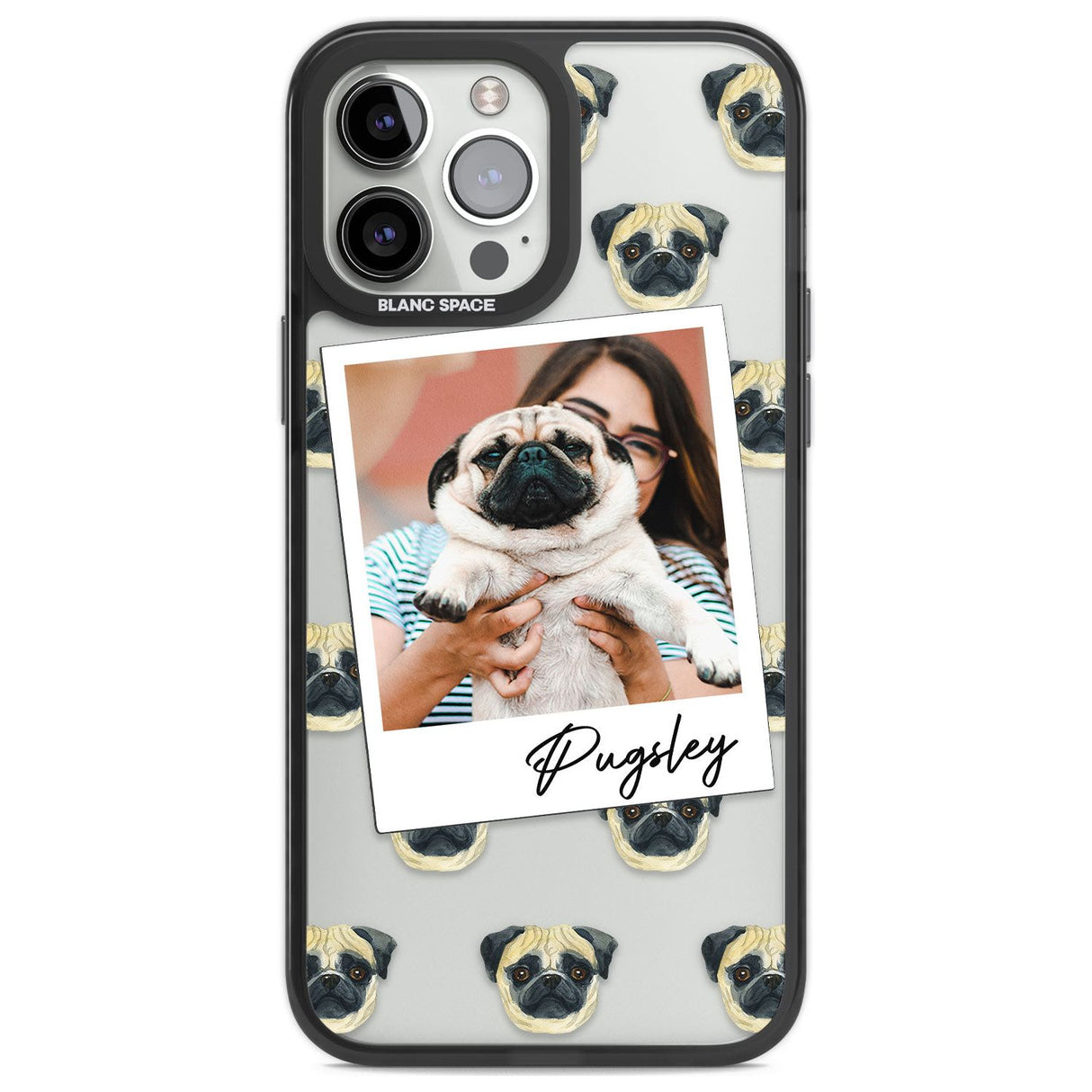 Personalised Pug - Dog Photo Custom Phone Case iPhone 13 Pro Max / Black Impact Case,iPhone 14 Pro Max / Black Impact Case Blanc Space