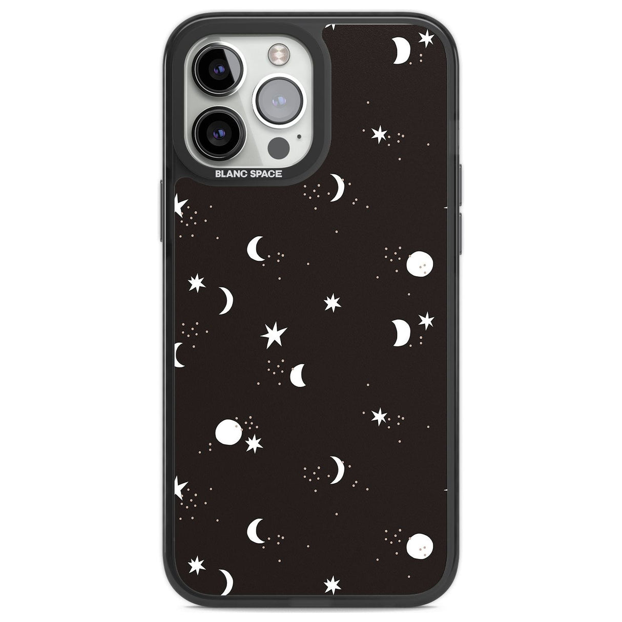 Funky Moons & Stars Phone Case iPhone 14 Pro Max / Black Impact Case,iPhone 13 Pro Max / Black Impact Case Blanc Space