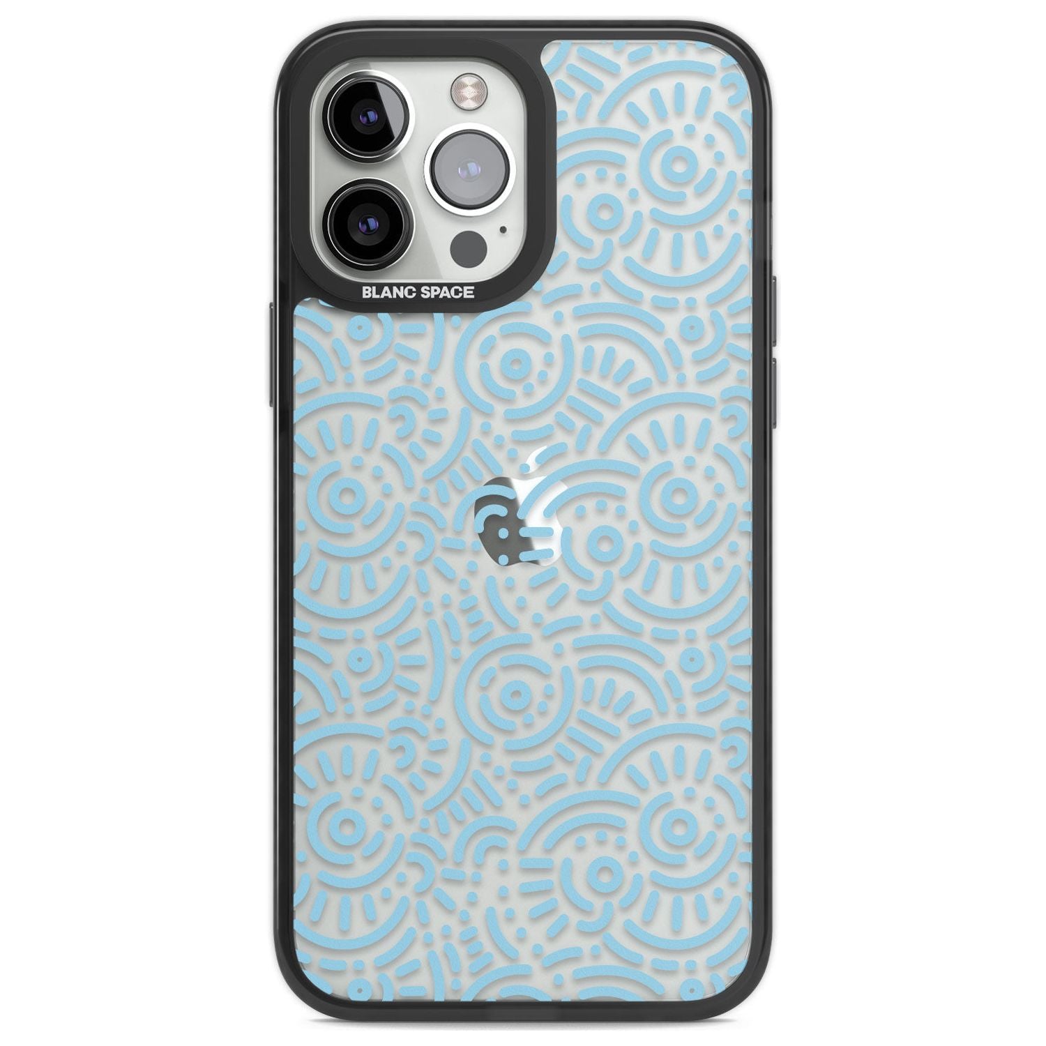 Light Blue Pattern Memphis Retro Pattern Design Phone Case iPhone 13 Pro Max / Black Impact Case,iPhone 14 Pro Max / Black Impact Case Blanc Space