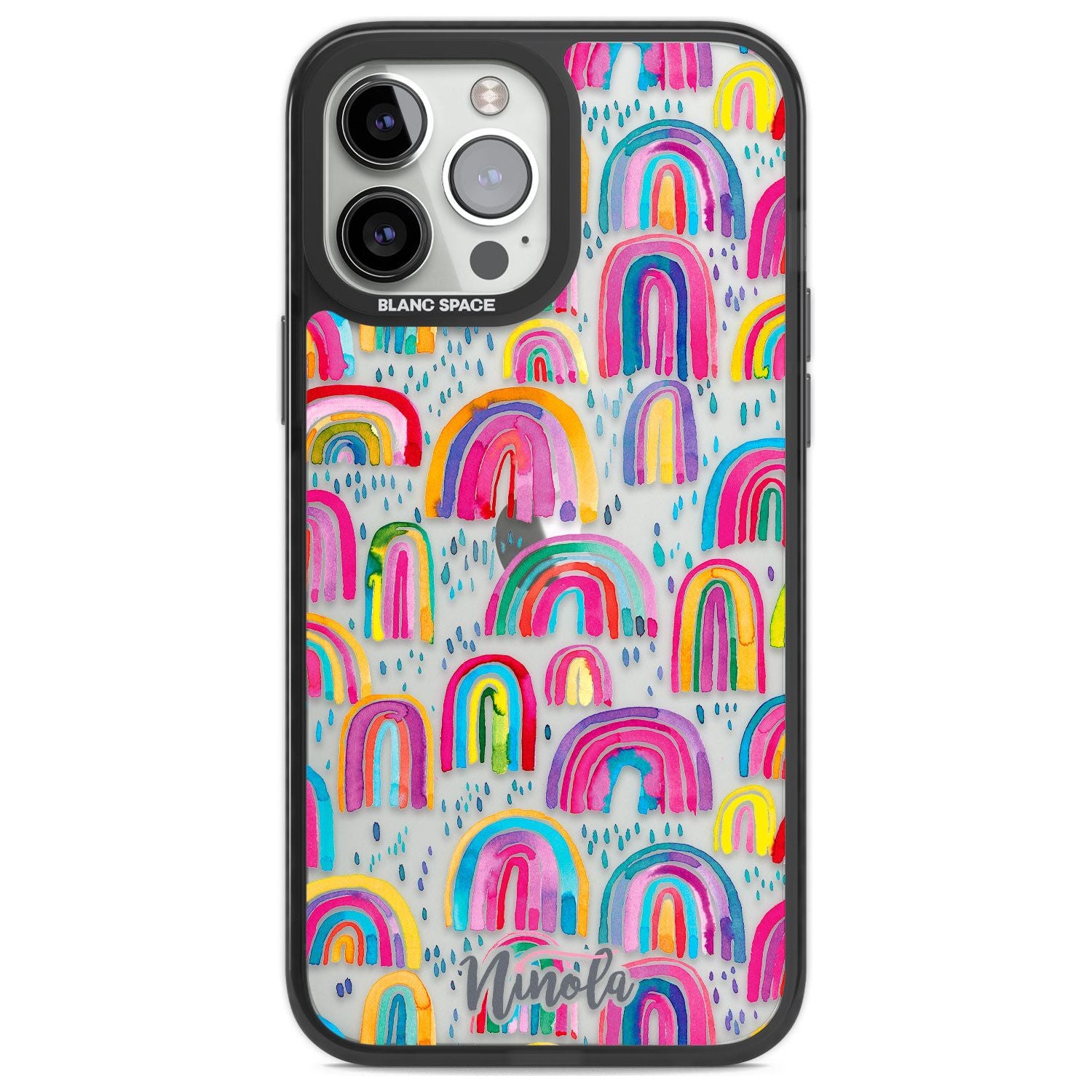 Cute Watercolor Rainbows Phone Case iPhone 13 Pro Max / Black Impact Case,iPhone 14 Pro Max / Black Impact Case Blanc Space