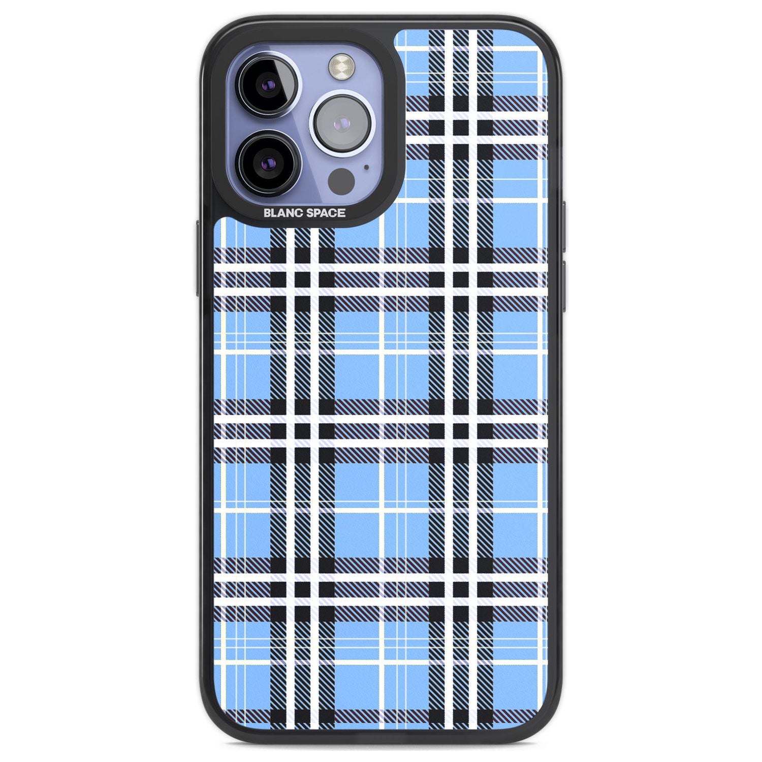 Blue Plaid Phone Case iPhone 13 Pro Max / Black Impact Case,iPhone 14 Pro Max / Black Impact Case Blanc Space