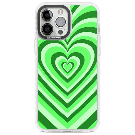 Green Heart Illusion Phone Case iPhone 13 Pro Max / Impact Case,iPhone 14 Pro Max / Impact Case Blanc Space