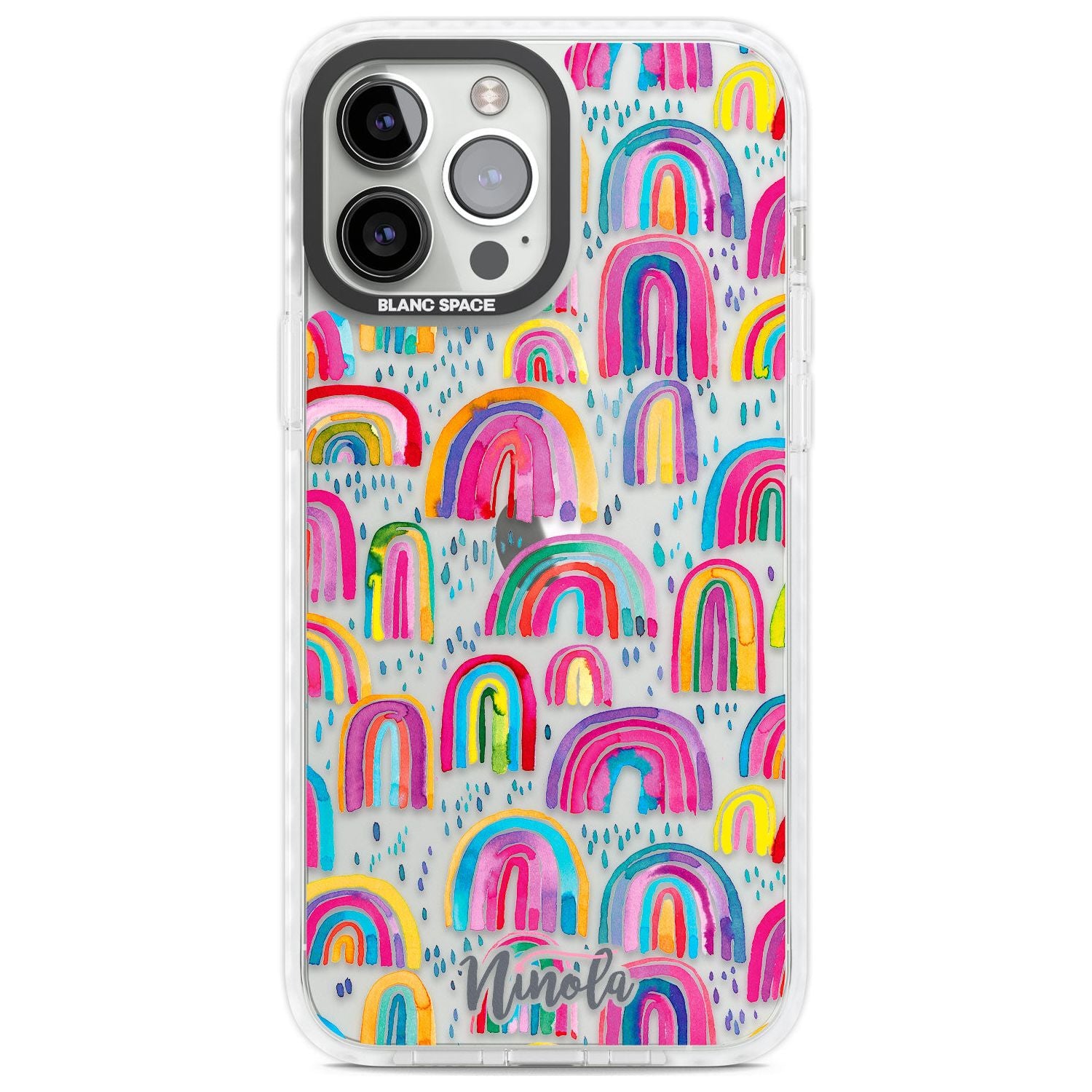 Cute Watercolor Rainbows Phone Case iPhone 13 Pro Max / Impact Case,iPhone 14 Pro Max / Impact Case Blanc Space