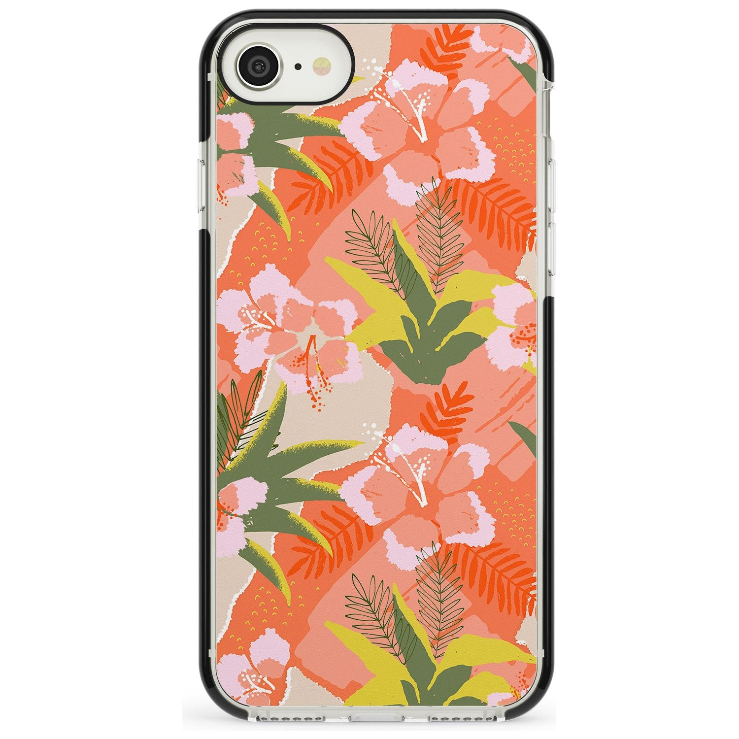 Hawaiian Flowers Abstract Pattern iPhone Case Black Impact Phone Case - Case Warehouse