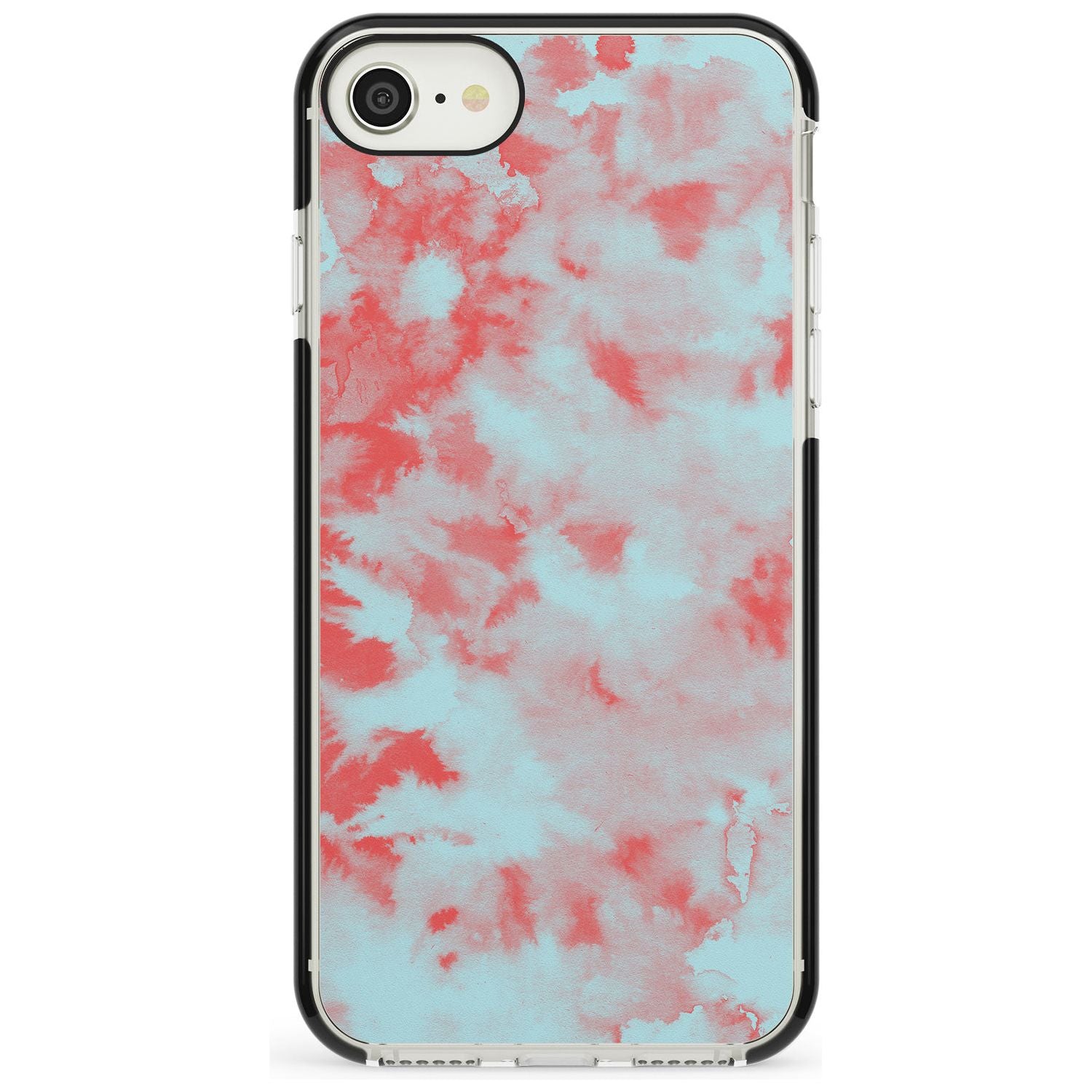 Red & Blue Acid Wash Tie-Dye Pattern Black Impact Phone Case for iPhone SE 8 7 Plus