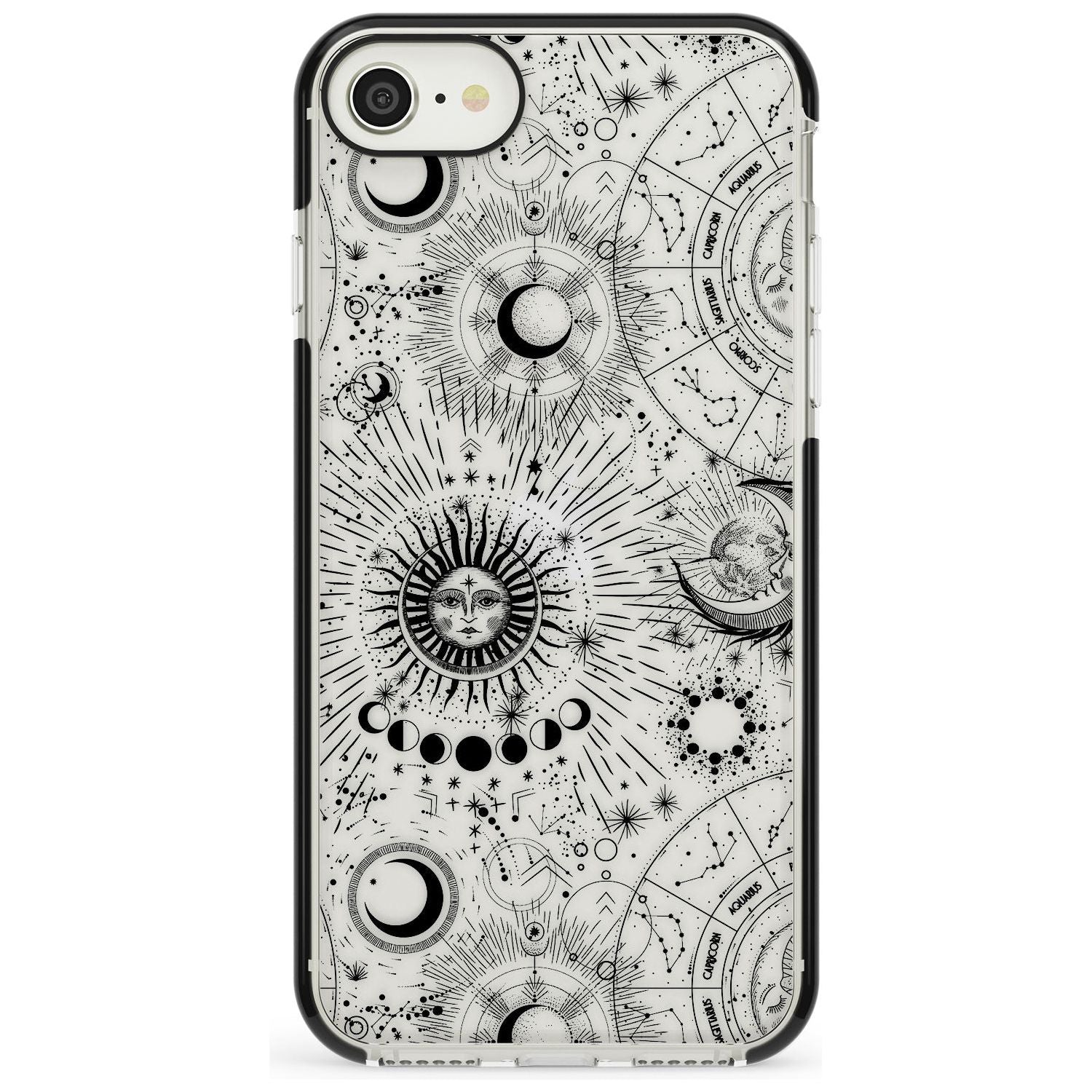Transparent Suns & Zodiac Charts iPhone Case Black Impact Phone Case - Case Warehouse
