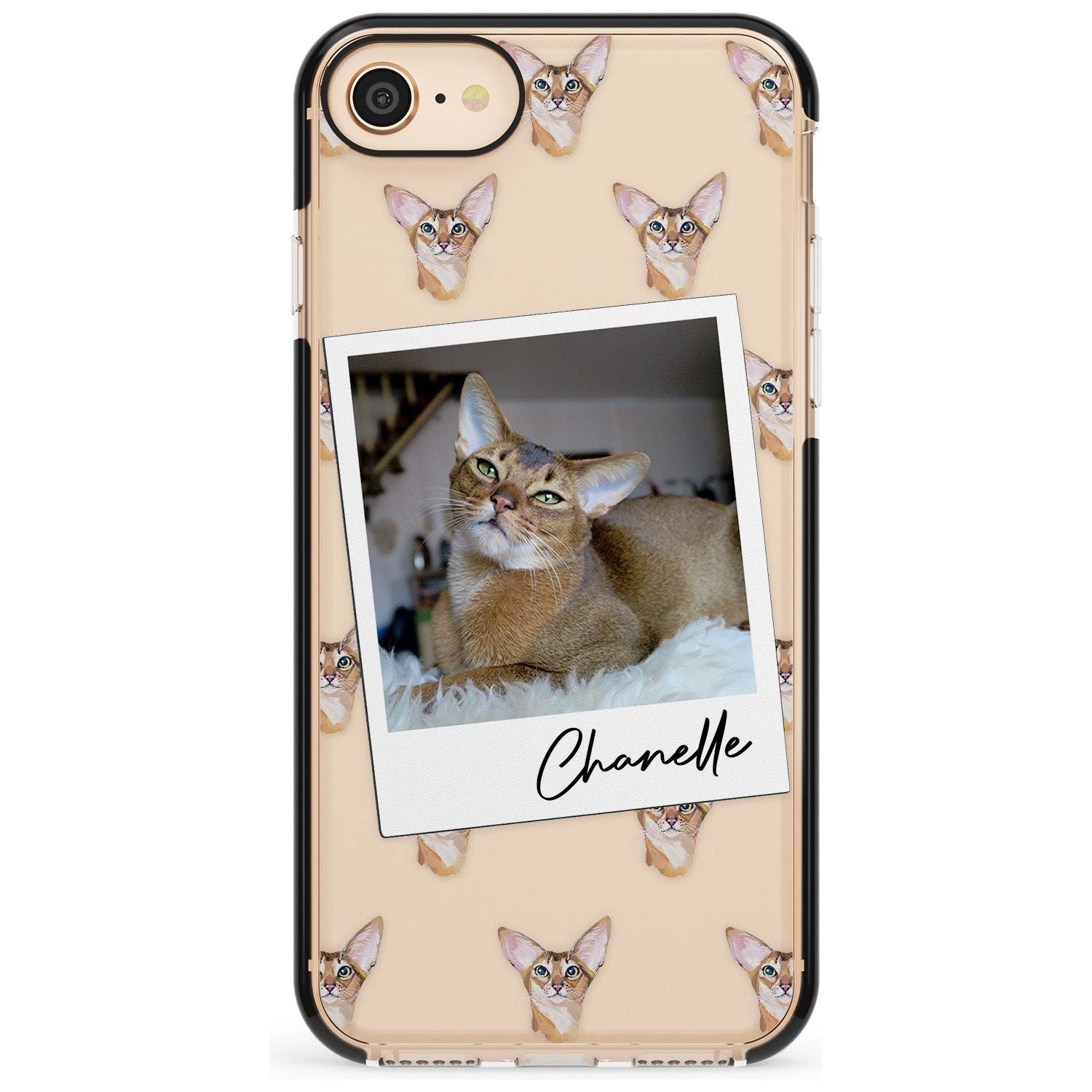 Personalised Abyssinian Cat Photo Black Impact Phone Case for iPhone SE 8 7 Plus