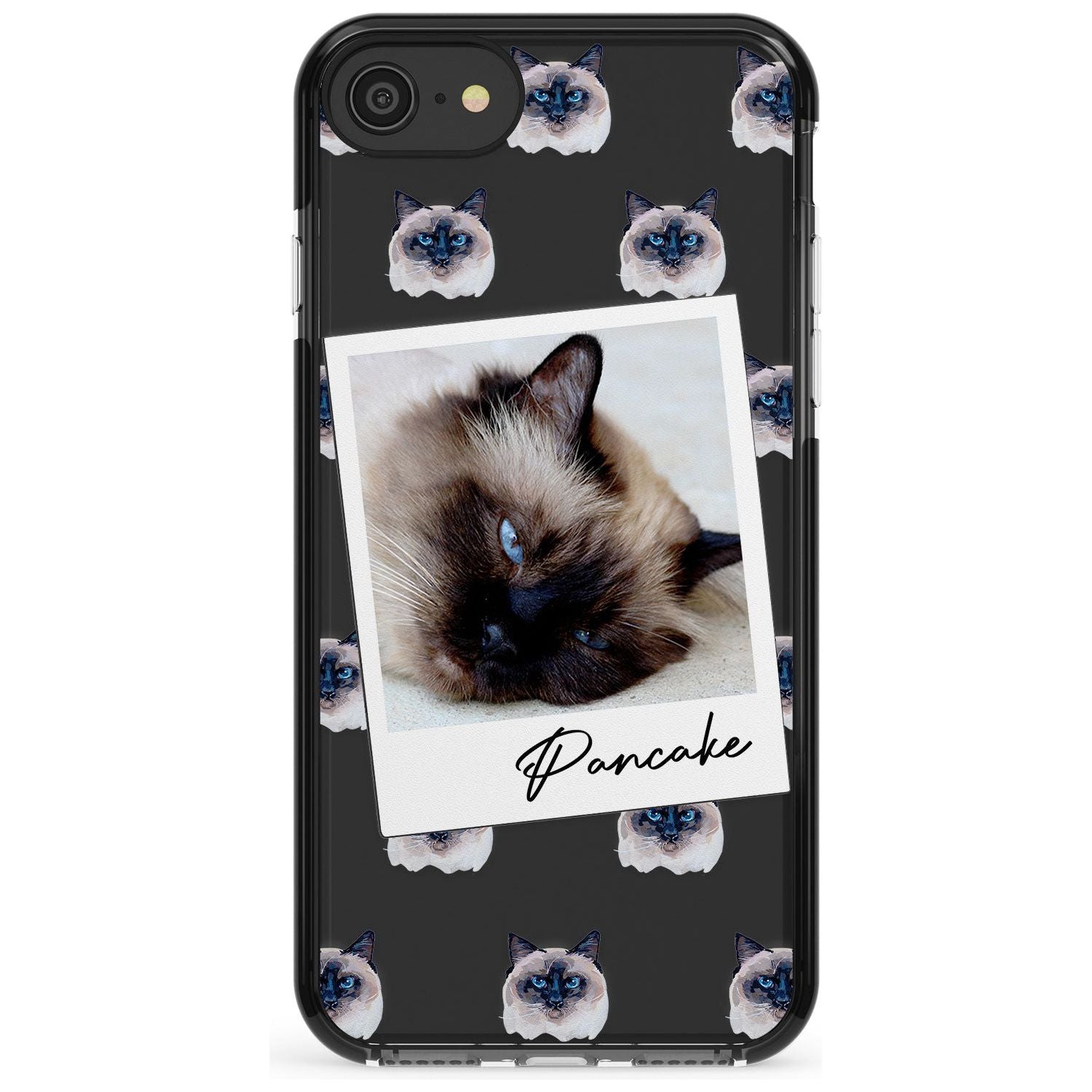 Personalised Burmese Cat Photo Black Impact Phone Case for iPhone SE 8 7 Plus