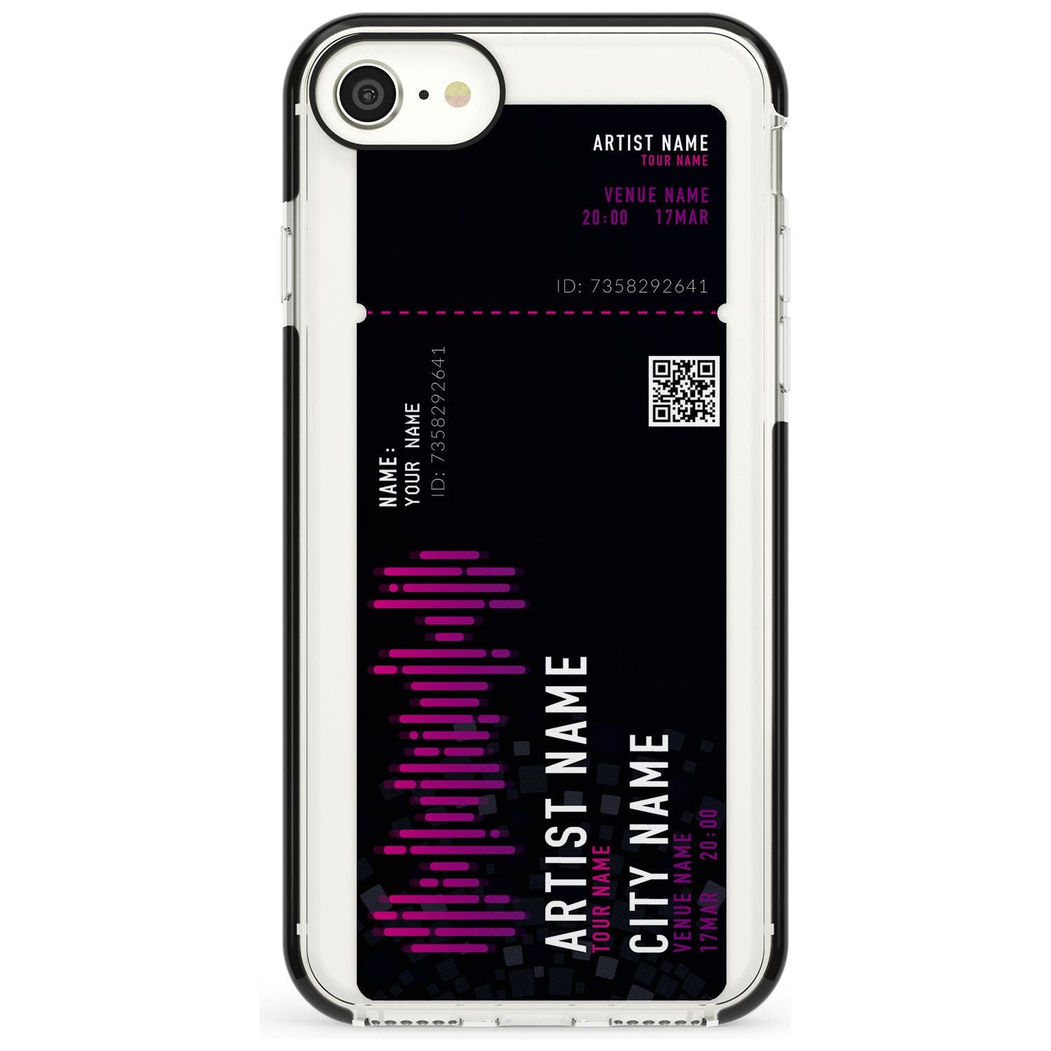 Personalised Concert Ticket Black Impact Phone Case for iPhone SE 8 7 Plus
