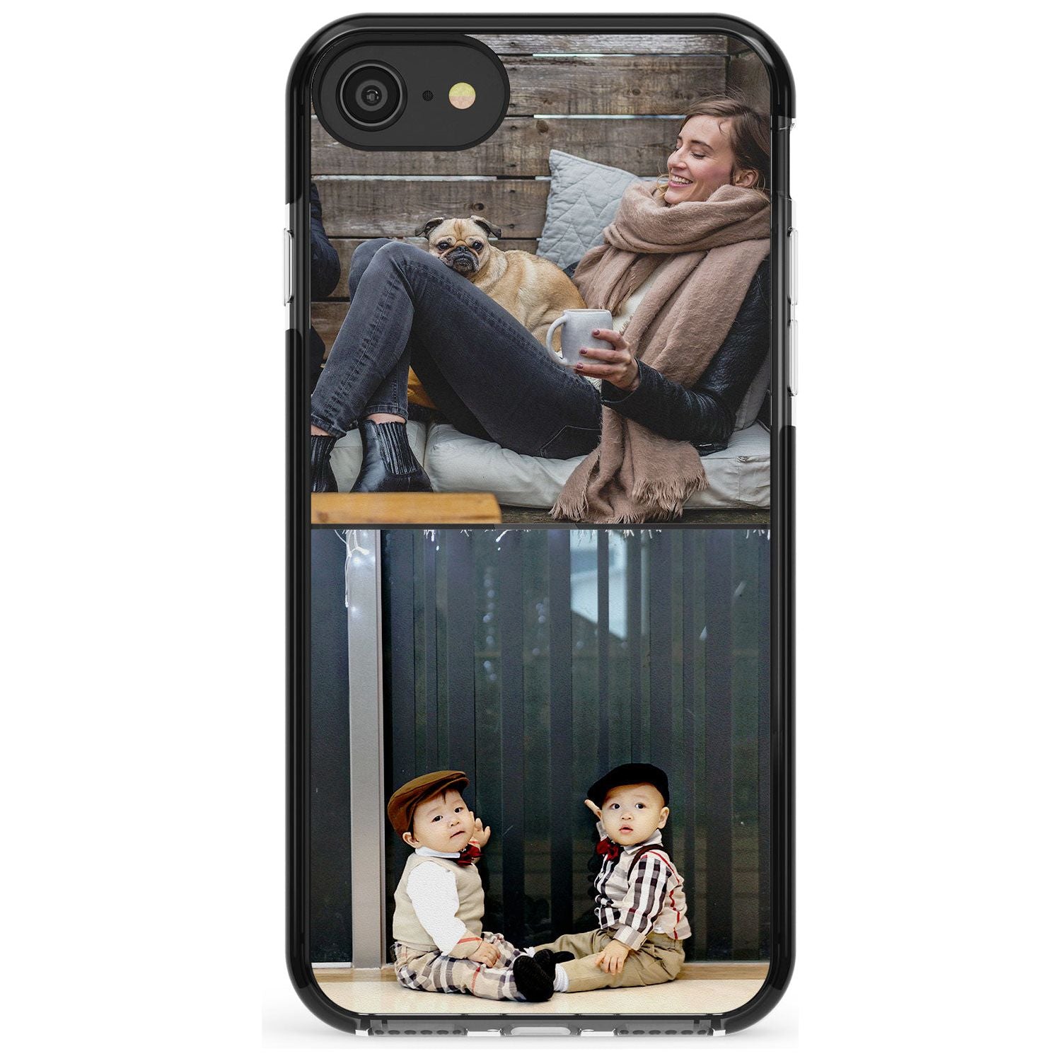 2 Photo Grid Pink Fade Impact Phone Case for iPhone SE 8 7 Plus