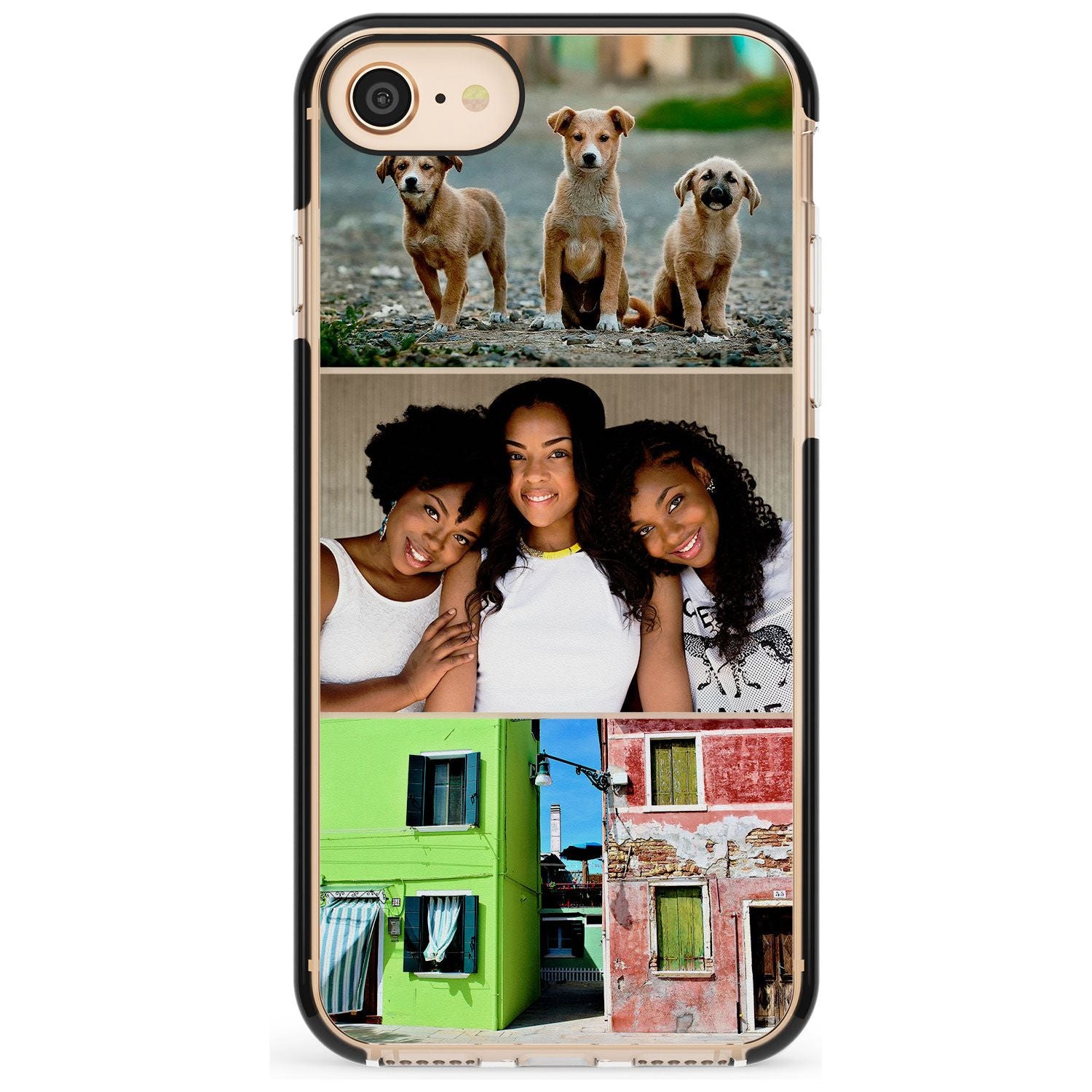 3 Photo Grid Pink Fade Impact Phone Case for iPhone SE 8 7 Plus