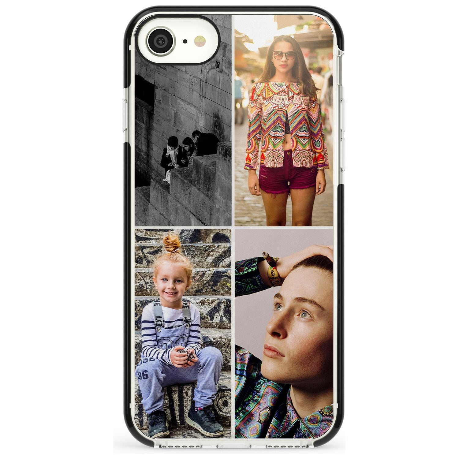 4 Photo Grid Pink Fade Impact Phone Case for iPhone SE 8 7 Plus