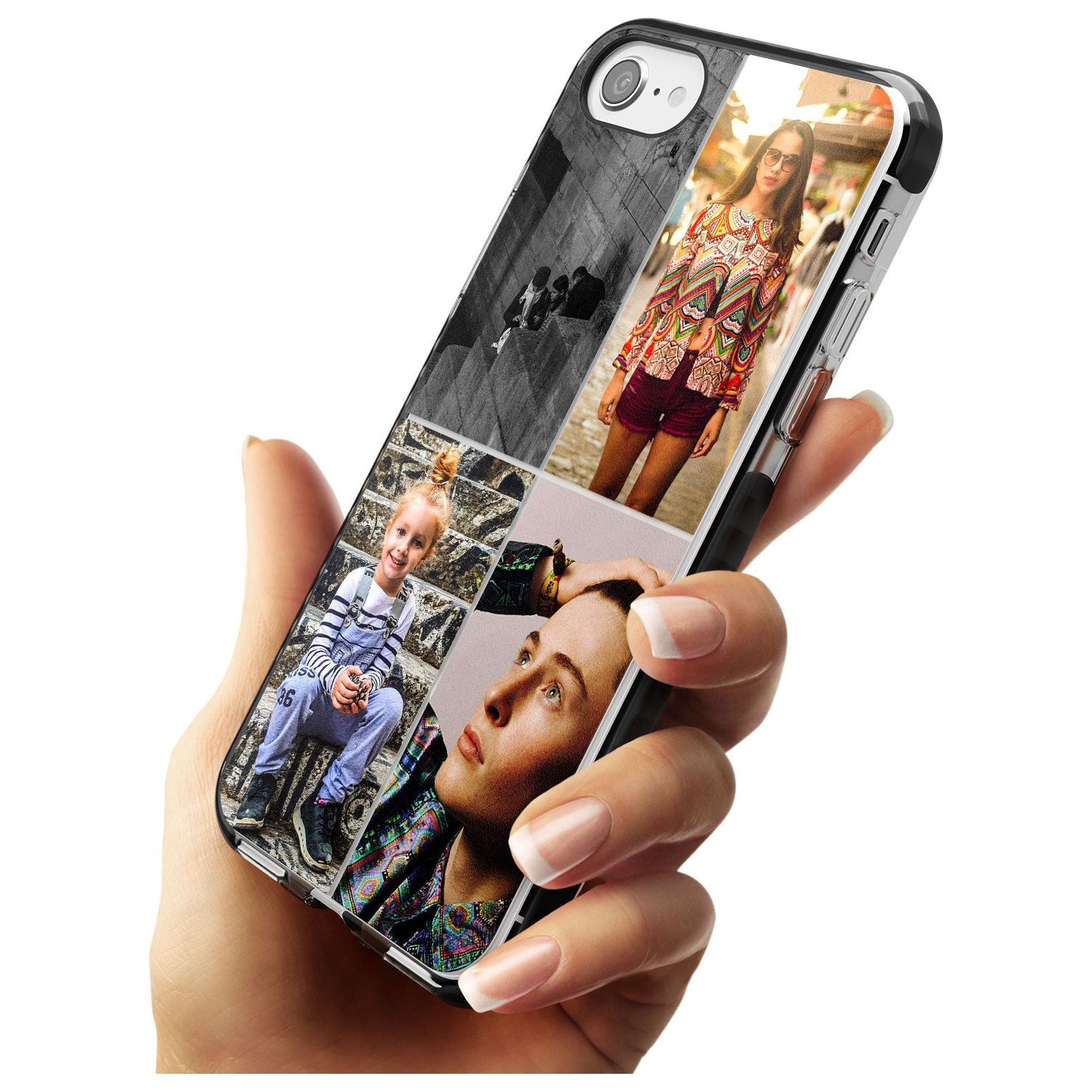 4 Photo Grid Pink Fade Impact Phone Case for iPhone SE 8 7 Plus