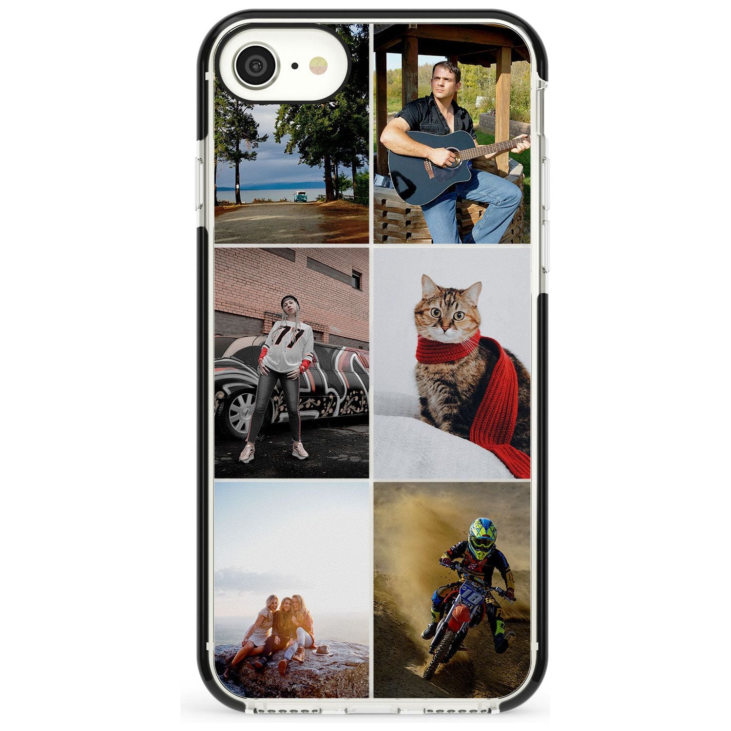 6 Photo Grid Pink Fade Impact Phone Case for iPhone SE 8 7 Plus