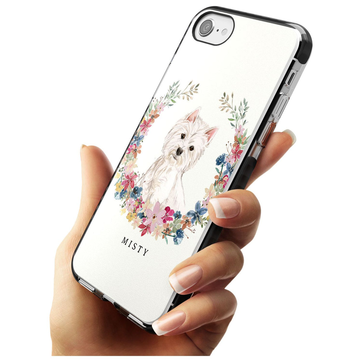 Westie Watercolour Dog Portrait Black Impact Phone Case for iPhone SE 8 7 Plus