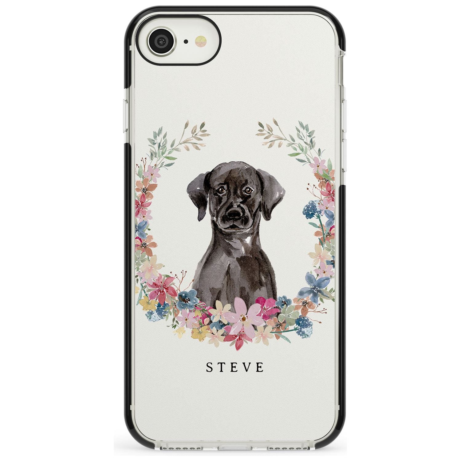 Black Lab Watercolour Dog Portrait Black Impact Phone Case for iPhone SE 8 7 Plus
