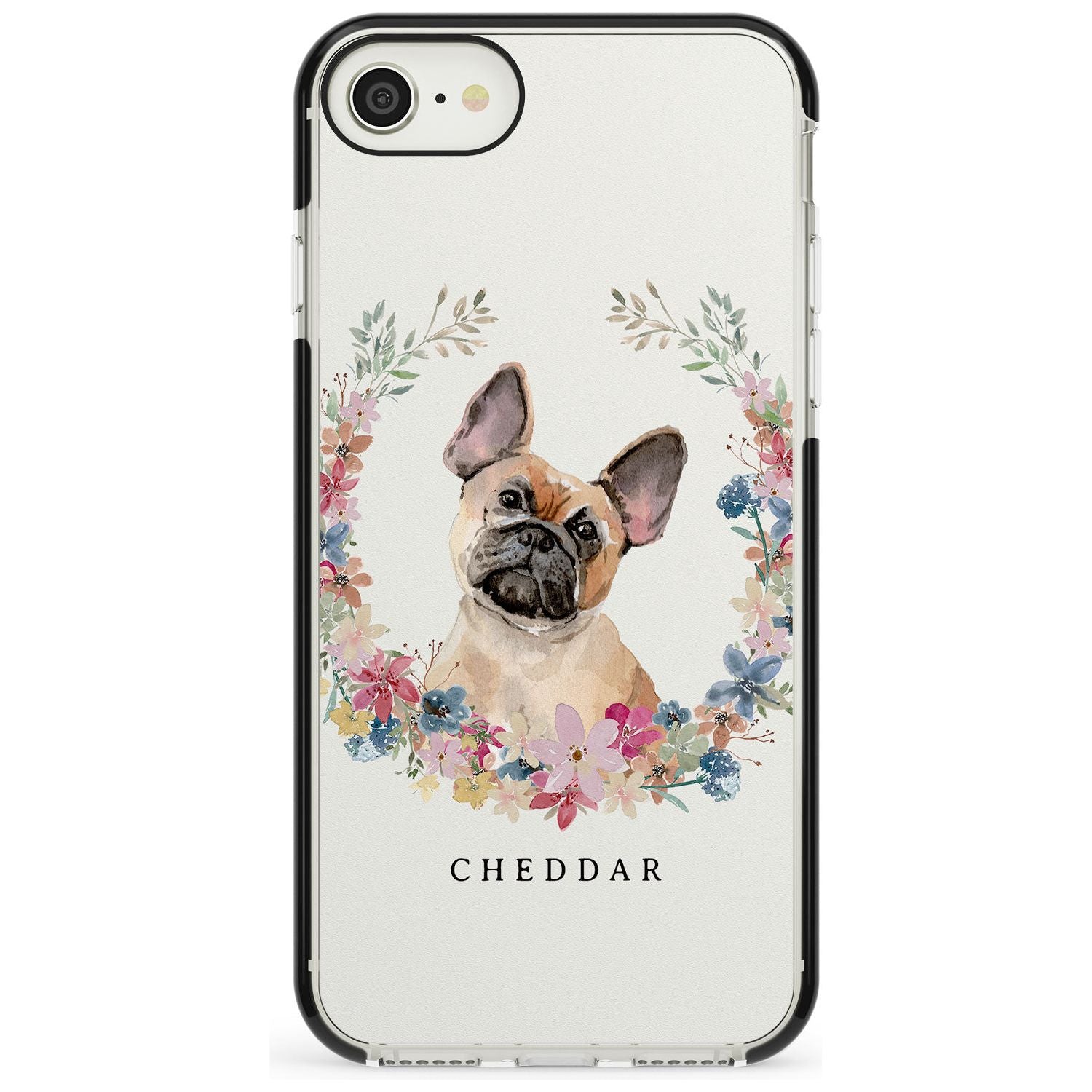Tan French Bulldog Watercolour Dog Portrait Black Impact Phone Case for iPhone SE 8 7 Plus