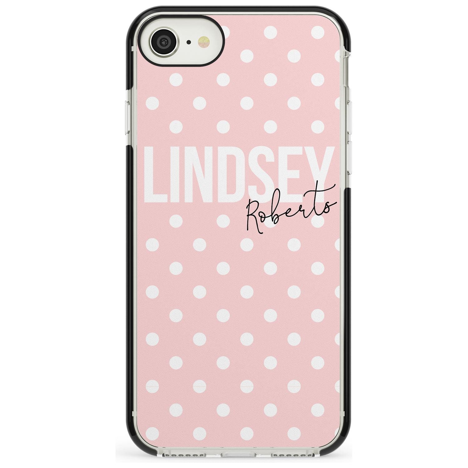 Custom Pink Polka iPhone Case Black Impact Custom Phone Case - Case Warehouse