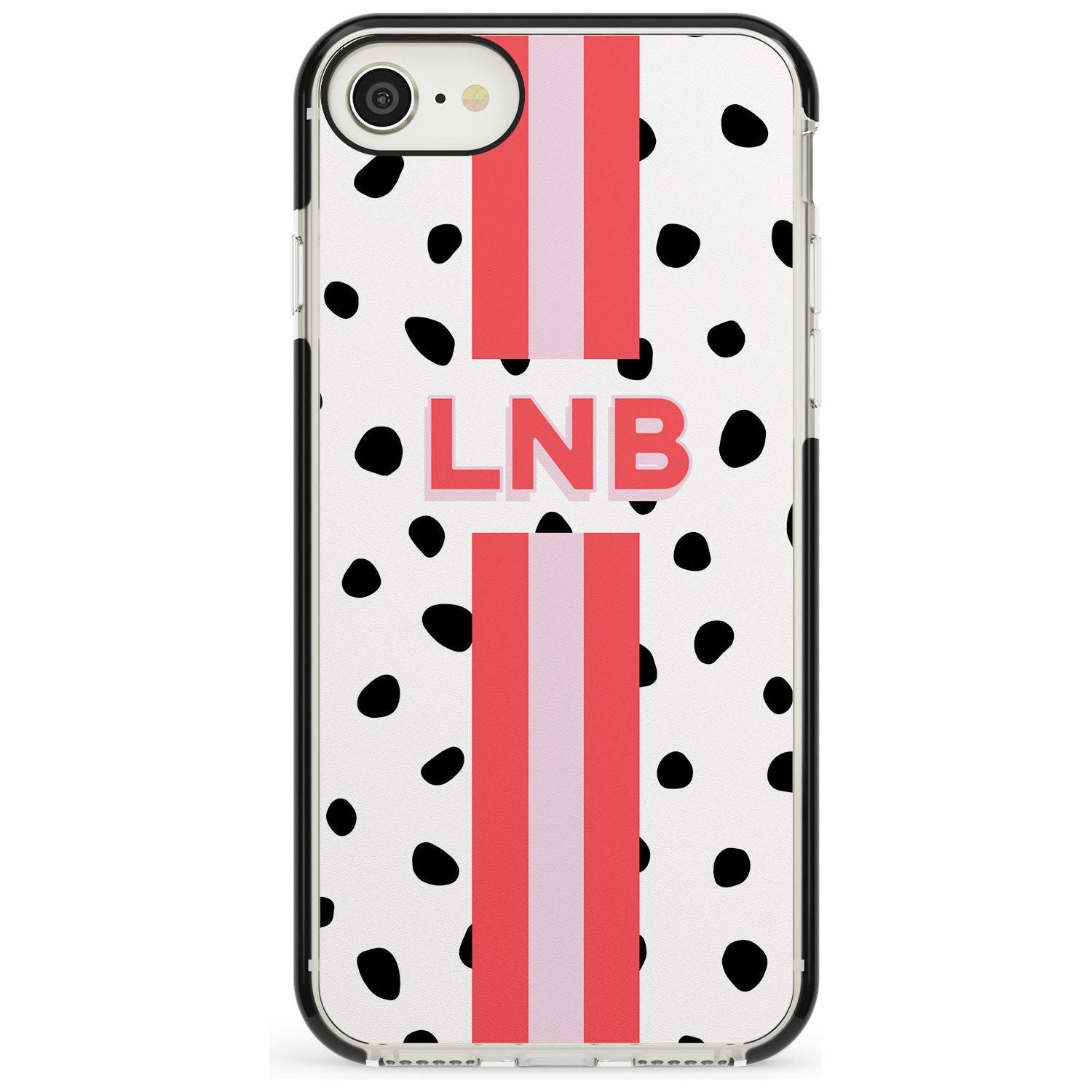 Custom Polka & Pink Stripe iPhone Case Black Impact Custom Phone Case - Case Warehouse
