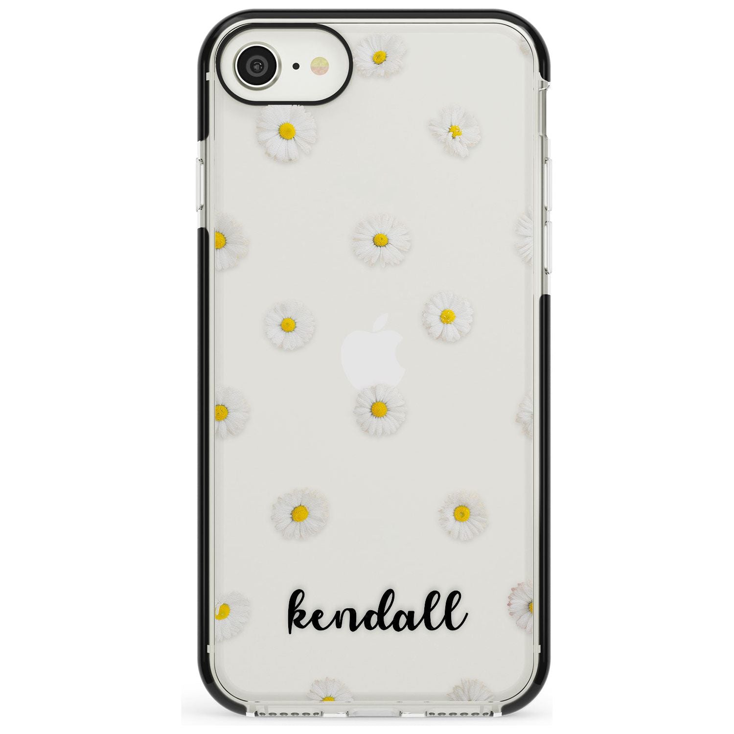 White Daisies & Cursive iPhone Case Black Impact Custom Phone Case - Case Warehouse
