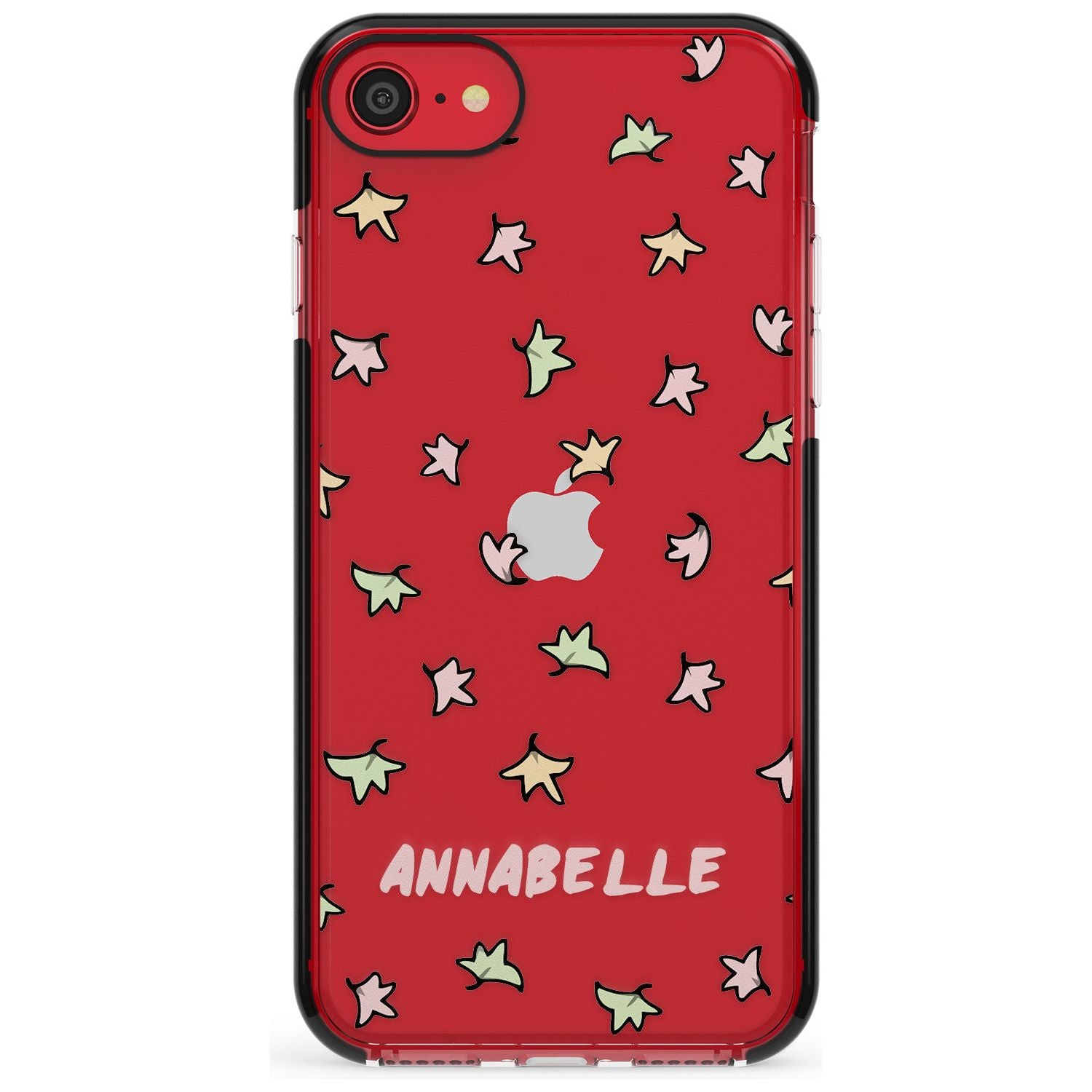 Personalised Custom Leaves Pattern Black Impact Phone Case for iPhone SE 8 7 Plus