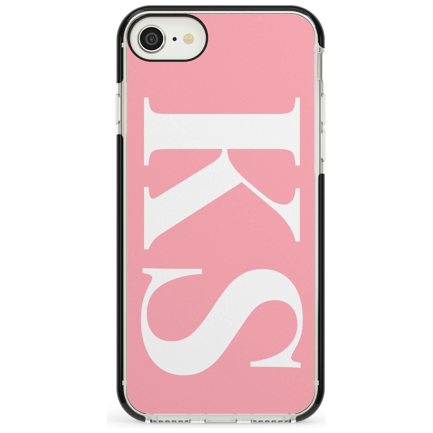 White & Pink Personalised Letters iPhone Case Black Impact Custom Phone Case - Case Warehouse