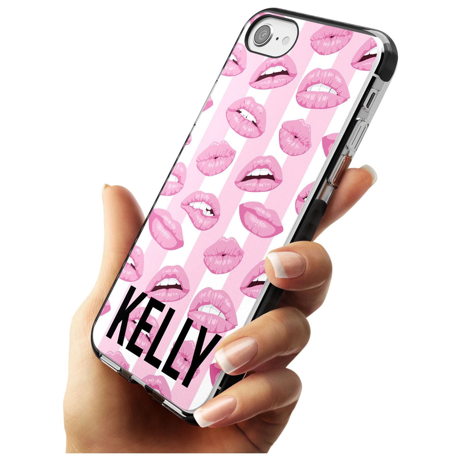 Pink Stripes & Lips iPhone Case Custom Phone Case - Case Warehouse