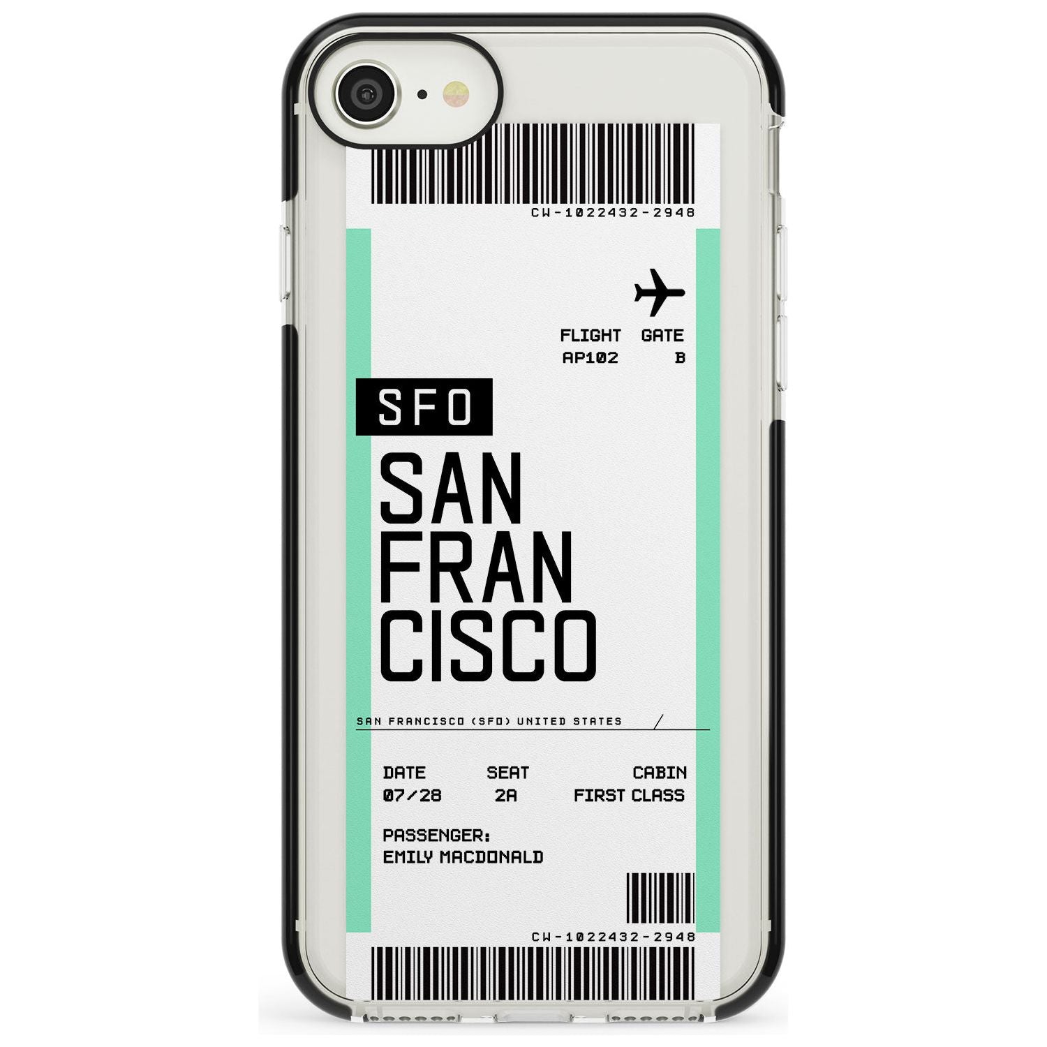 San Francisco Boarding Pass iPhone Case Black Impact Custom Phone Case - Case Warehouse