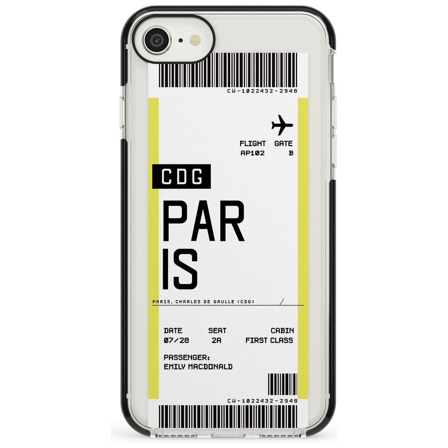 Paris Boarding Pass iPhone Case Black Impact Custom Phone Case - Case Warehouse