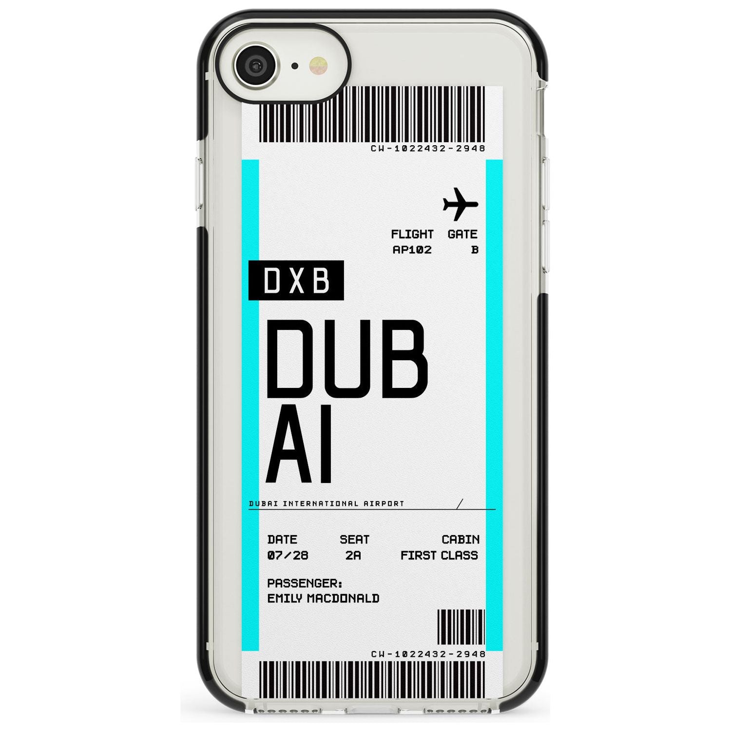 Dubai Boarding Pass iPhone Case Black Impact Custom Phone Case - Case Warehouse