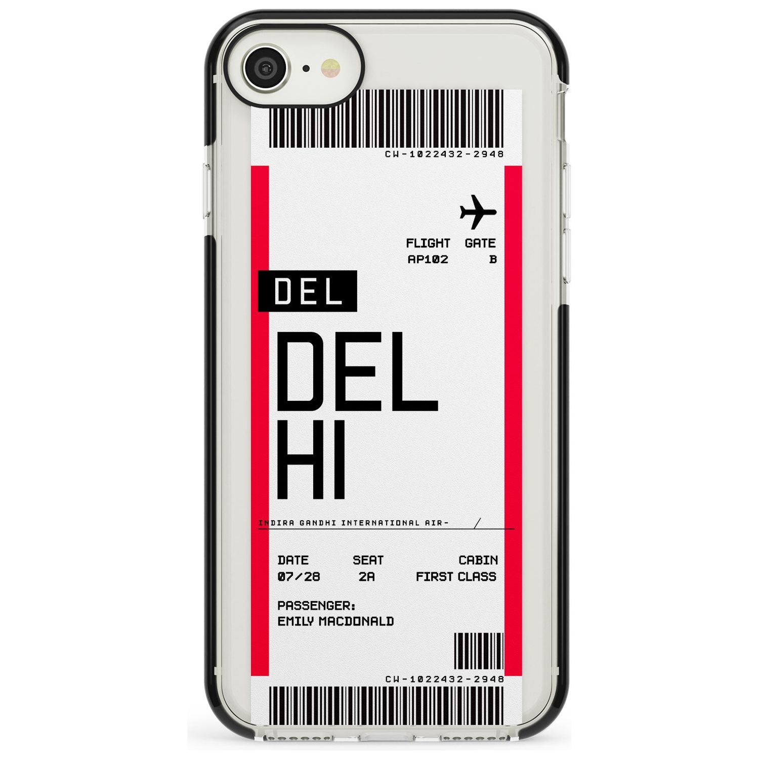 Delhi Boarding Pass iPhone Case Black Impact Custom Phone Case - Case Warehouse