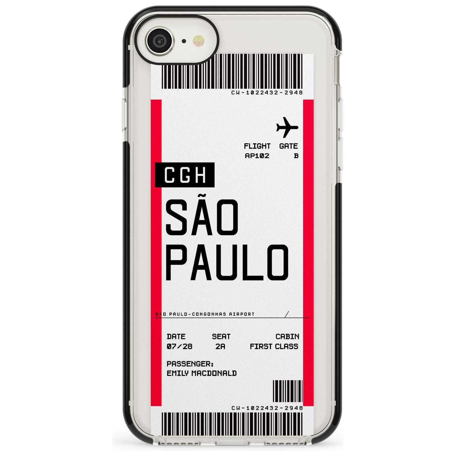 São Paulo Boarding Pass iPhone Case Black Impact Custom Phone Case - Case Warehouse