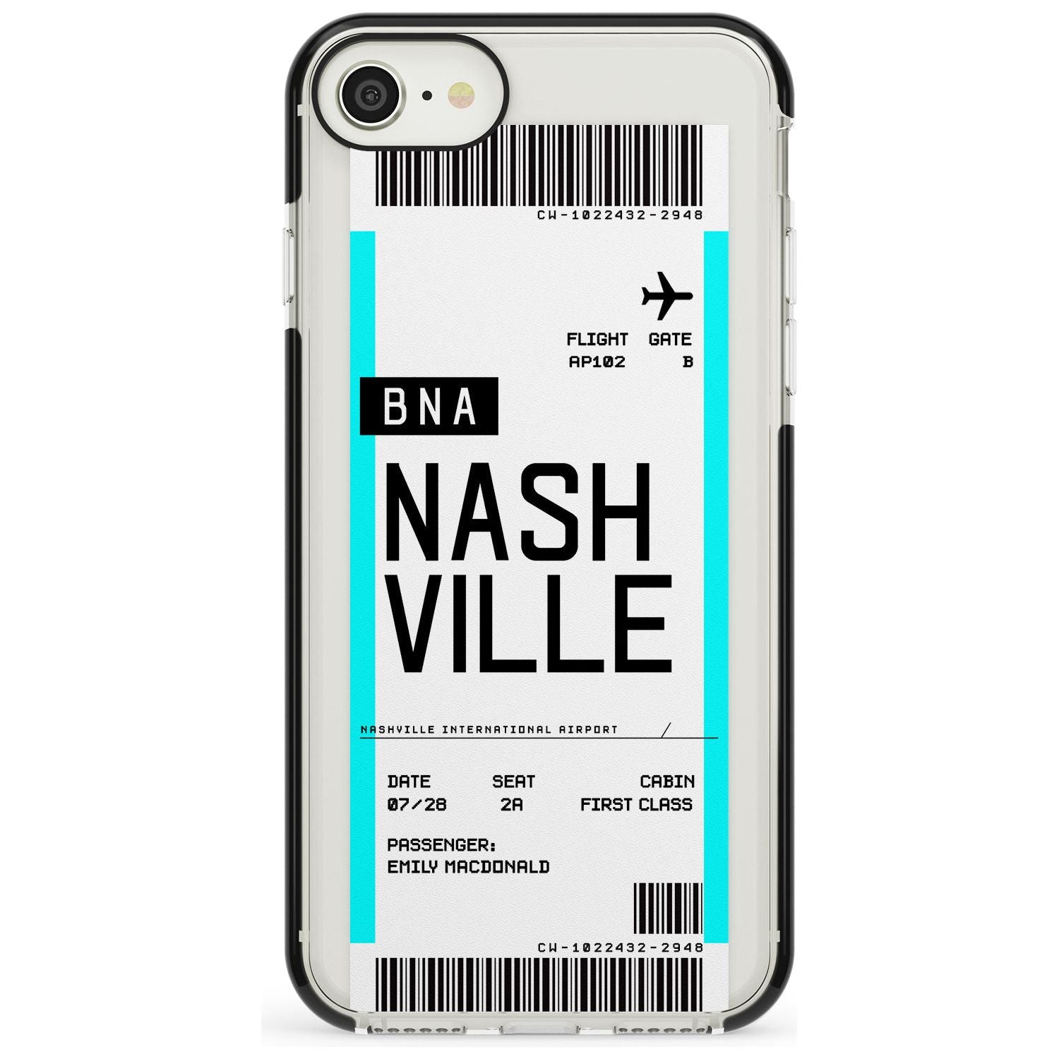 Nashville Boarding Pass iPhone Case Black Impact Custom Phone Case - Case Warehouse