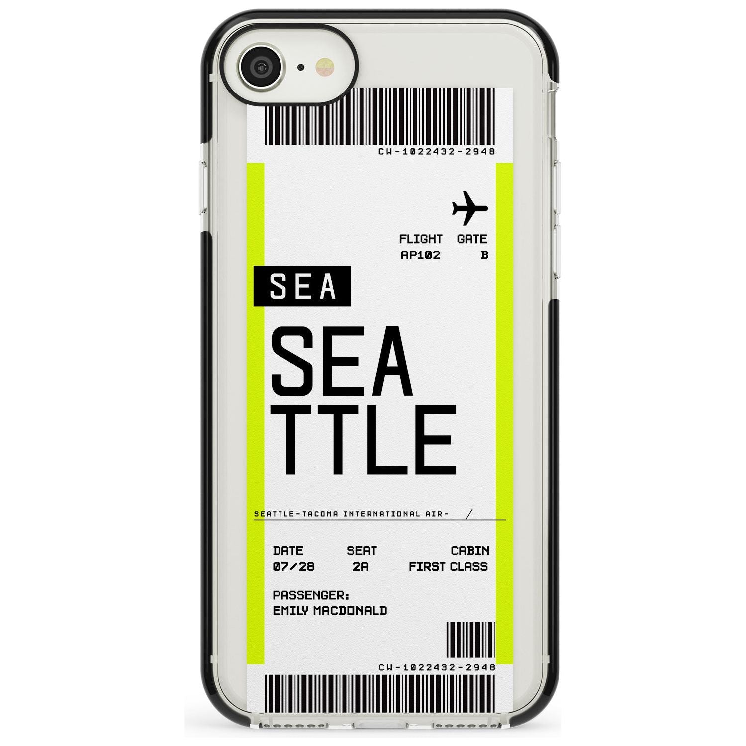 Seattle Boarding Pass iPhone Case Black Impact Custom Phone Case - Case Warehouse