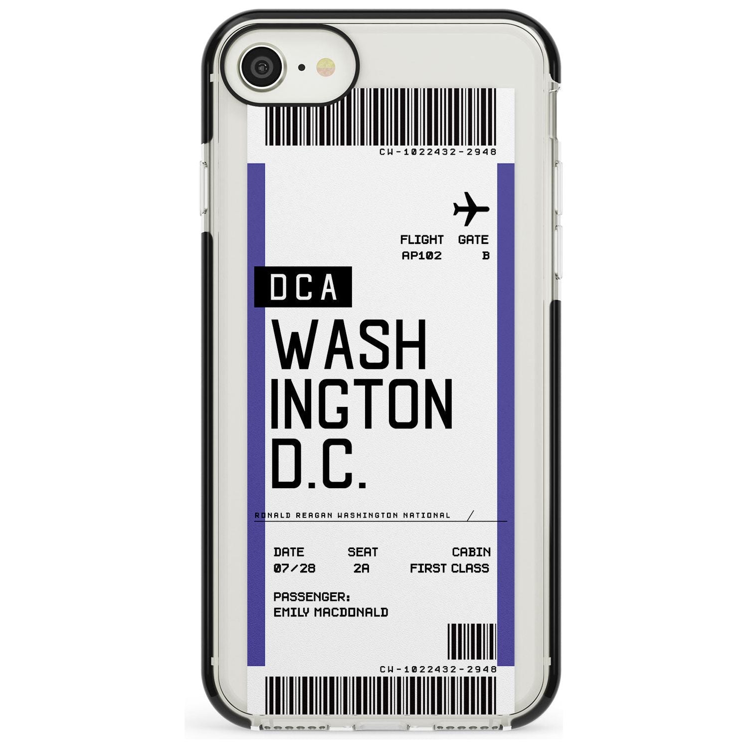 Washington D.C. Boarding Pass iPhone Case Black Impact Custom Phone Case - Case Warehouse