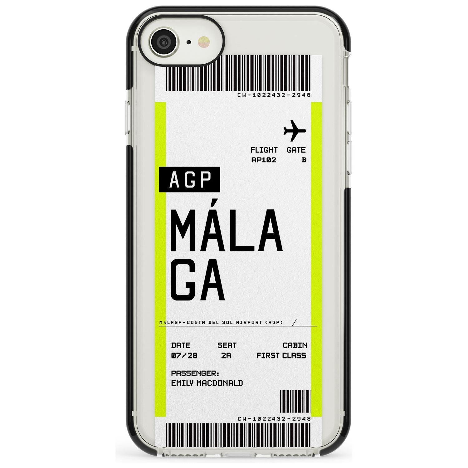 Málaga Boarding Pass iPhone Case Black Impact Custom Phone Case - Case Warehouse