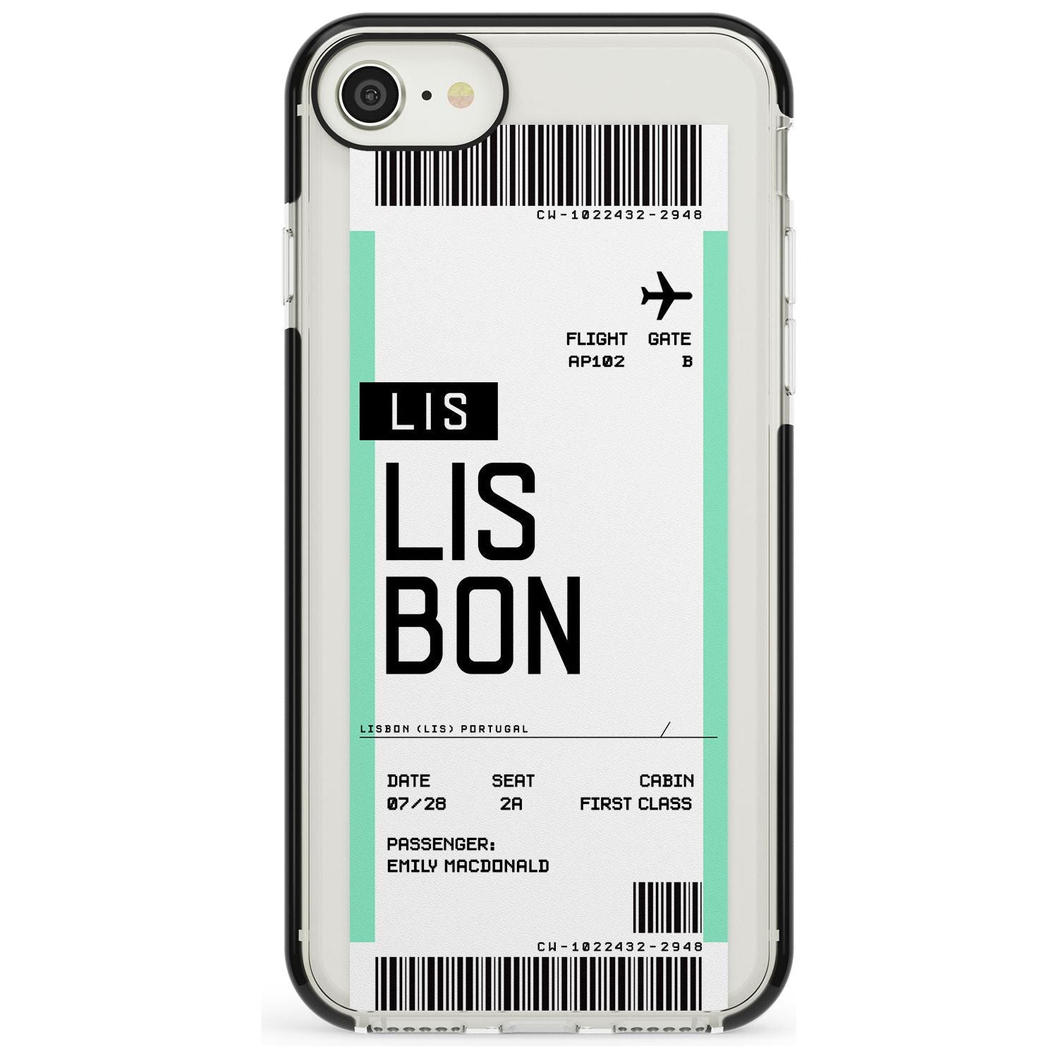 Lisbon Boarding Pass iPhone Case Black Impact Custom Phone Case - Case Warehouse